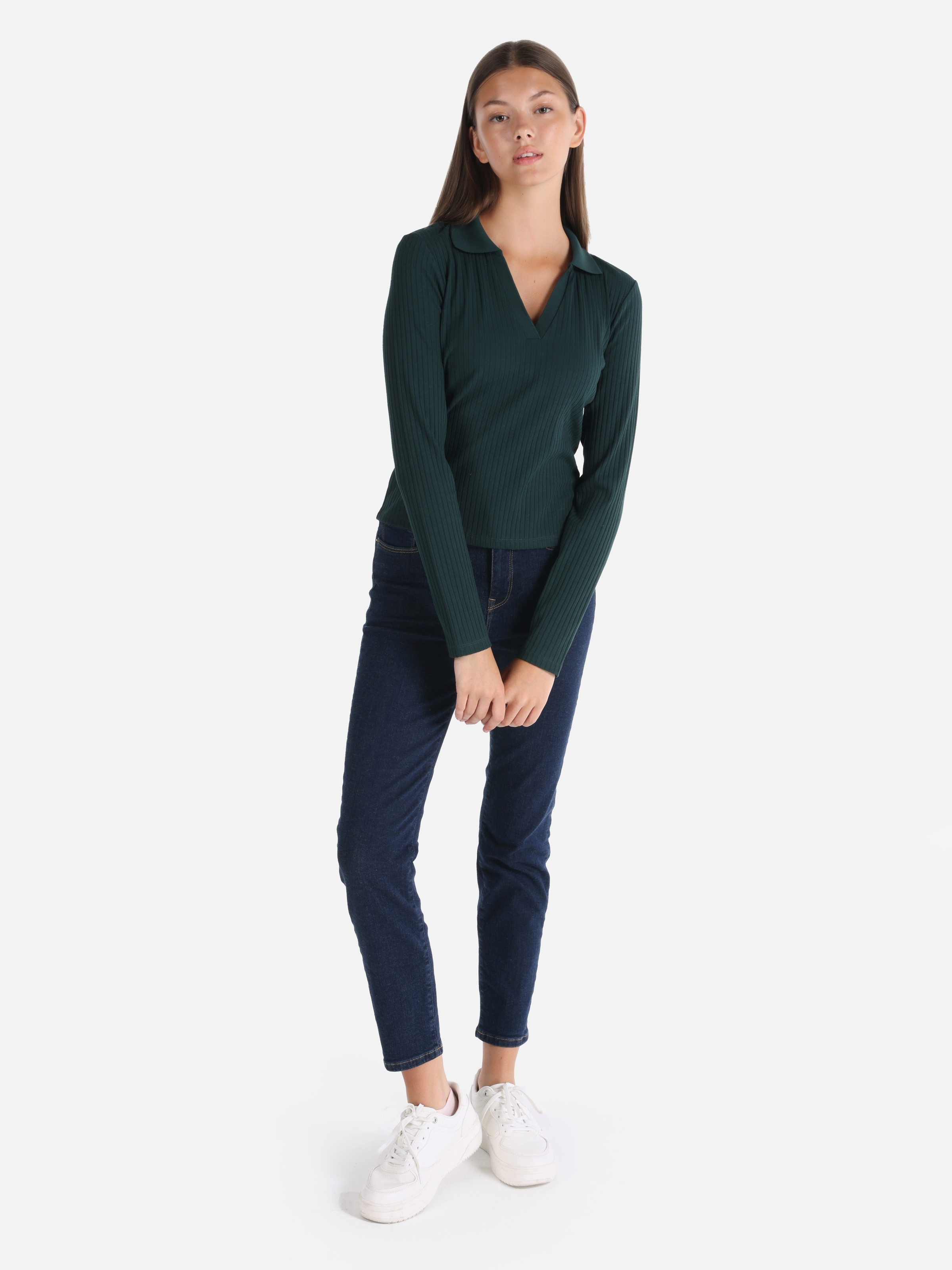 Afișați detalii pentru Tricou Cu Maneca Lunga De Dama Verde Slim Fit  CL1065147