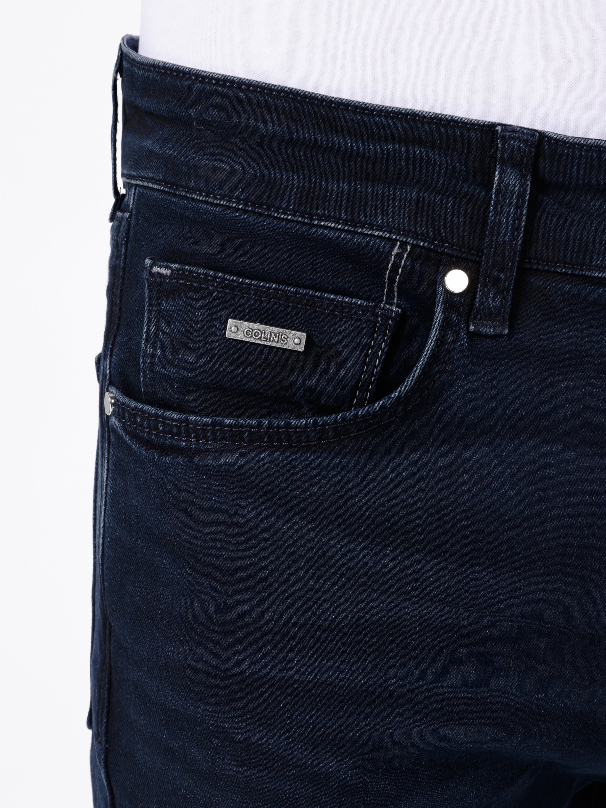 Afișați detalii pentru Pantaloni De Barbati Albastru inchis Skinny Fit  