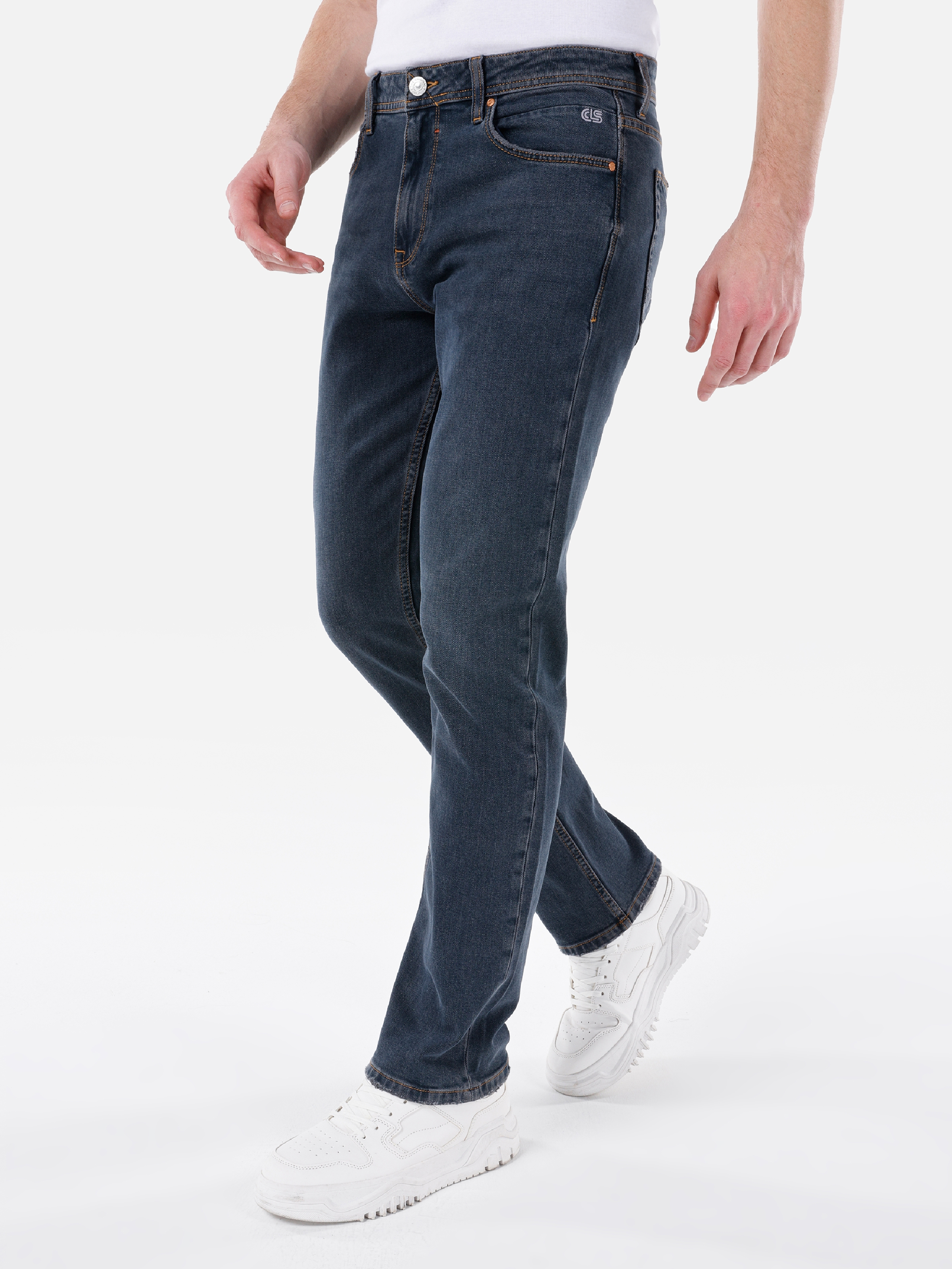 Afișați detalii pentru Pantaloni De Barbati Albastru inchis Regular Fit 045 DAVID