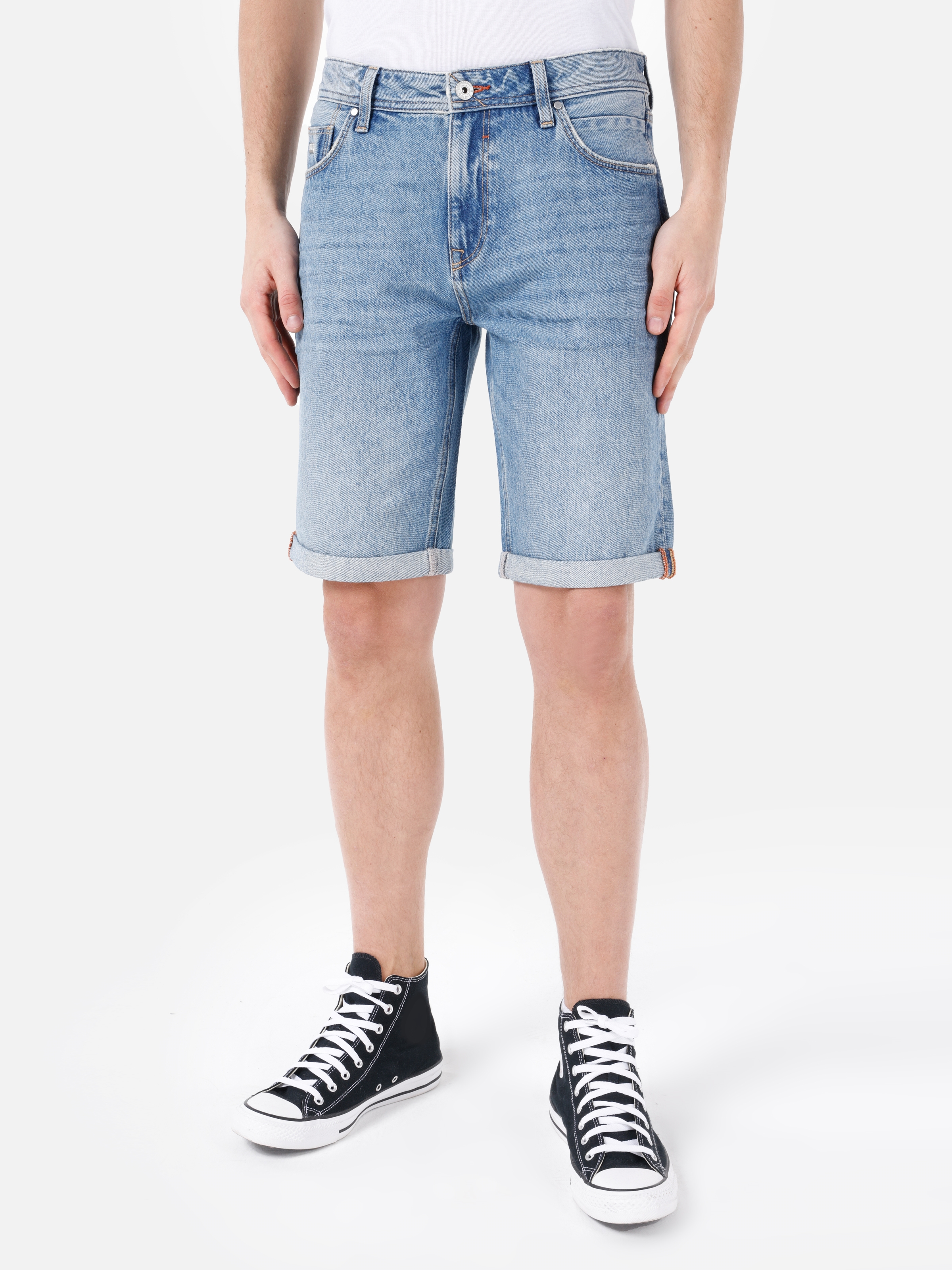 Afișați detalii pentru Short / Pantaloni Scurti De Barbati Albastru Regular Fit 045 DAVID 