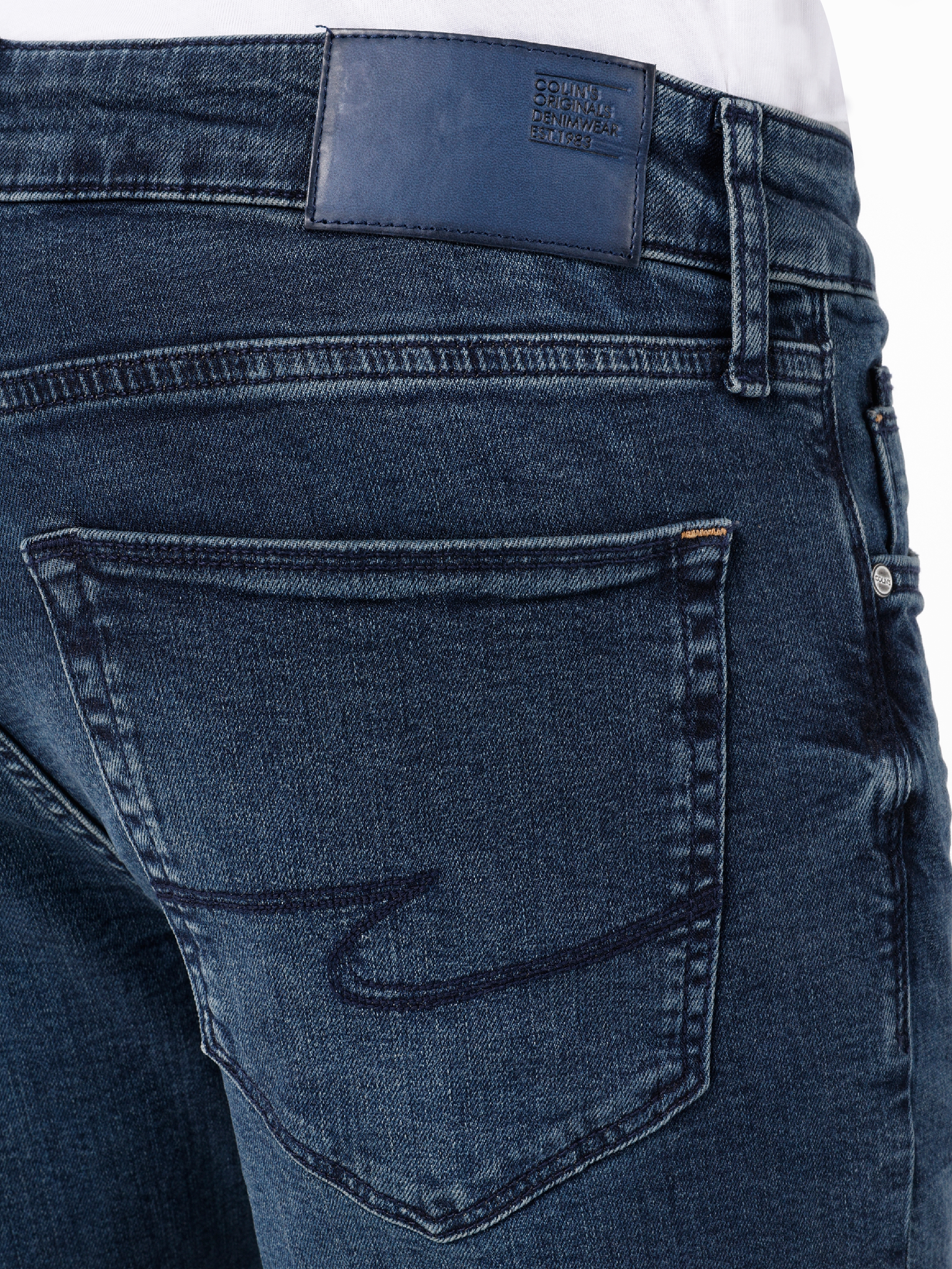 Afișați detalii pentru Pantaloni De Barbati Albastru inchis Straight Fit 044 KARL