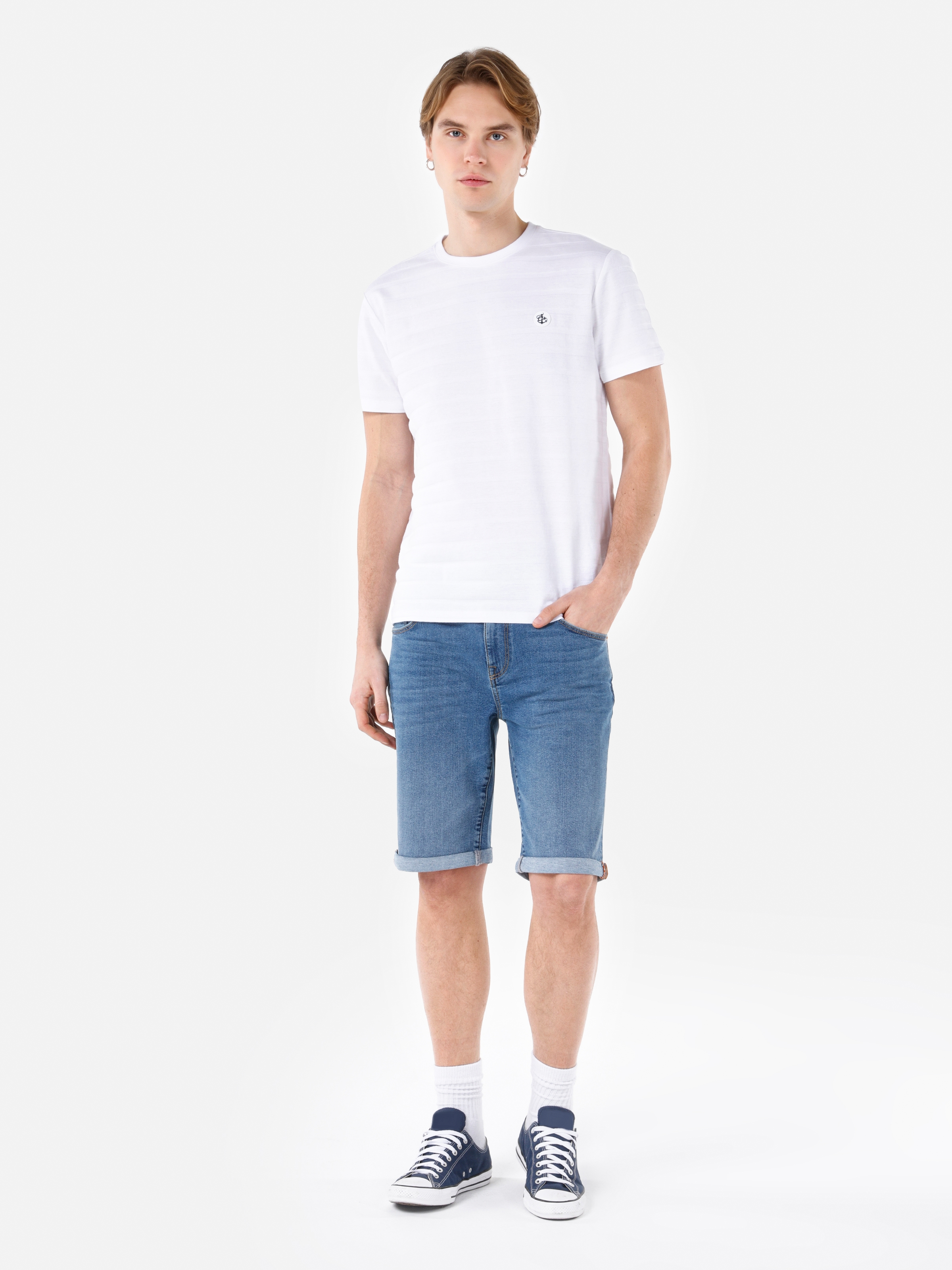 Afișați detalii pentru Short / Pantaloni Scurti De Barbati Albastru Straight Fit 044 KARL 