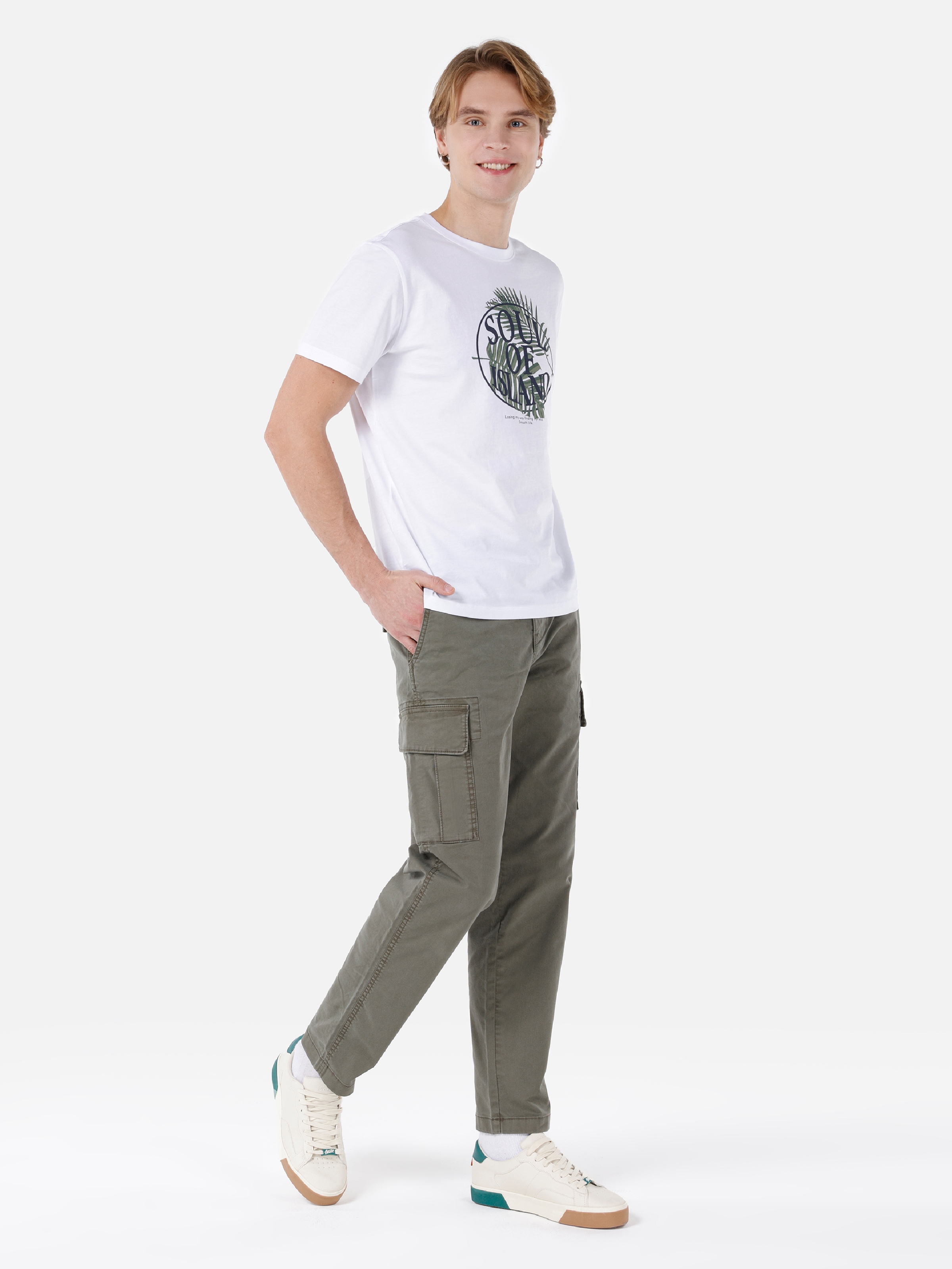 Afișați detalii pentru Pantaloni De Barbati Verde Regular Fit  