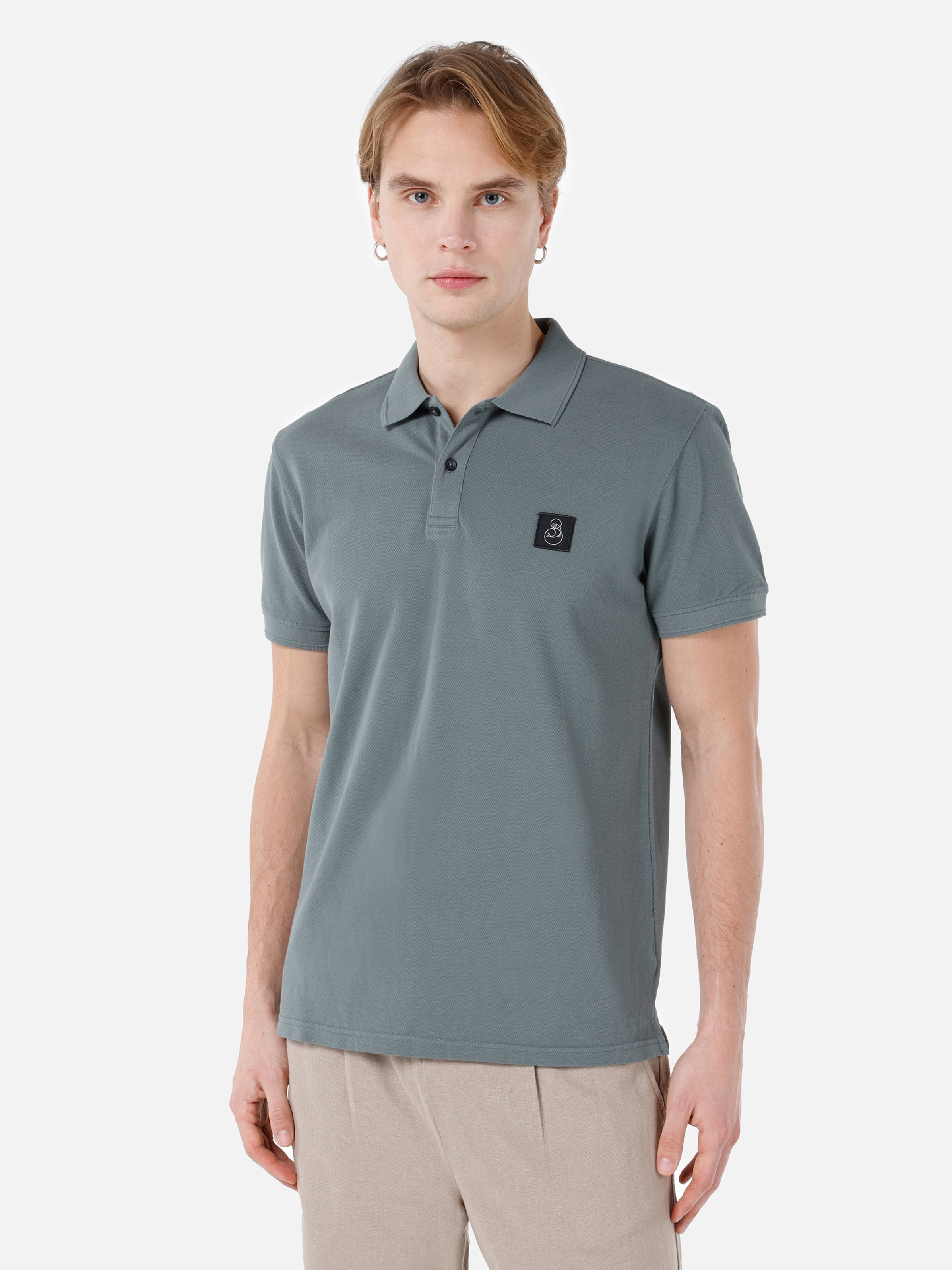 Afișați detalii pentru Tricou Polo Cu Maneca Scurta De Barbati Verde Regular Fit 