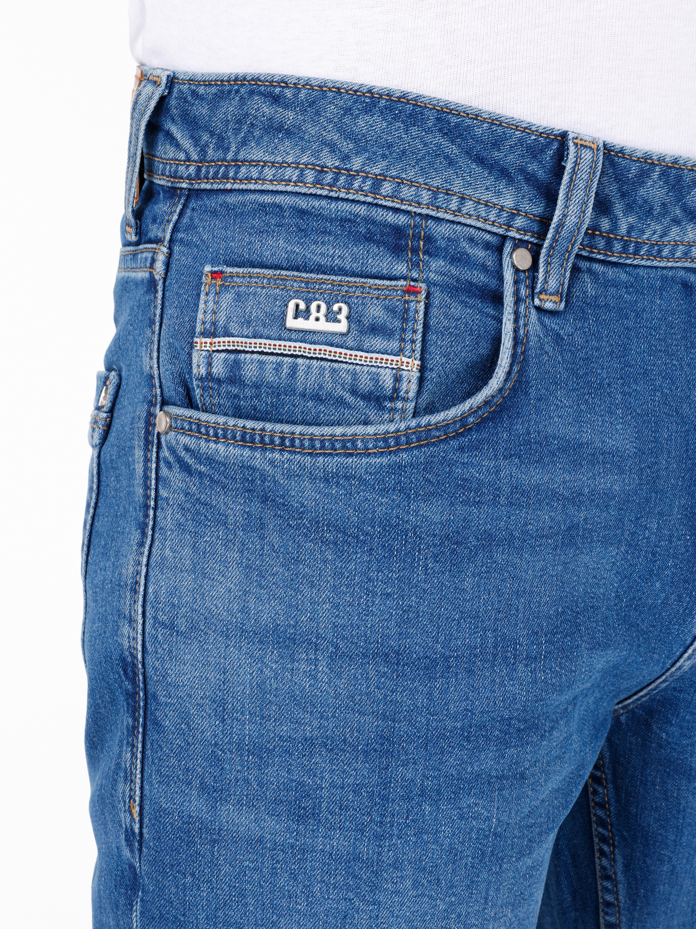 Afișați detalii pentru Pantaloni De Barbati Albastru Straight Fit 044 KARL 