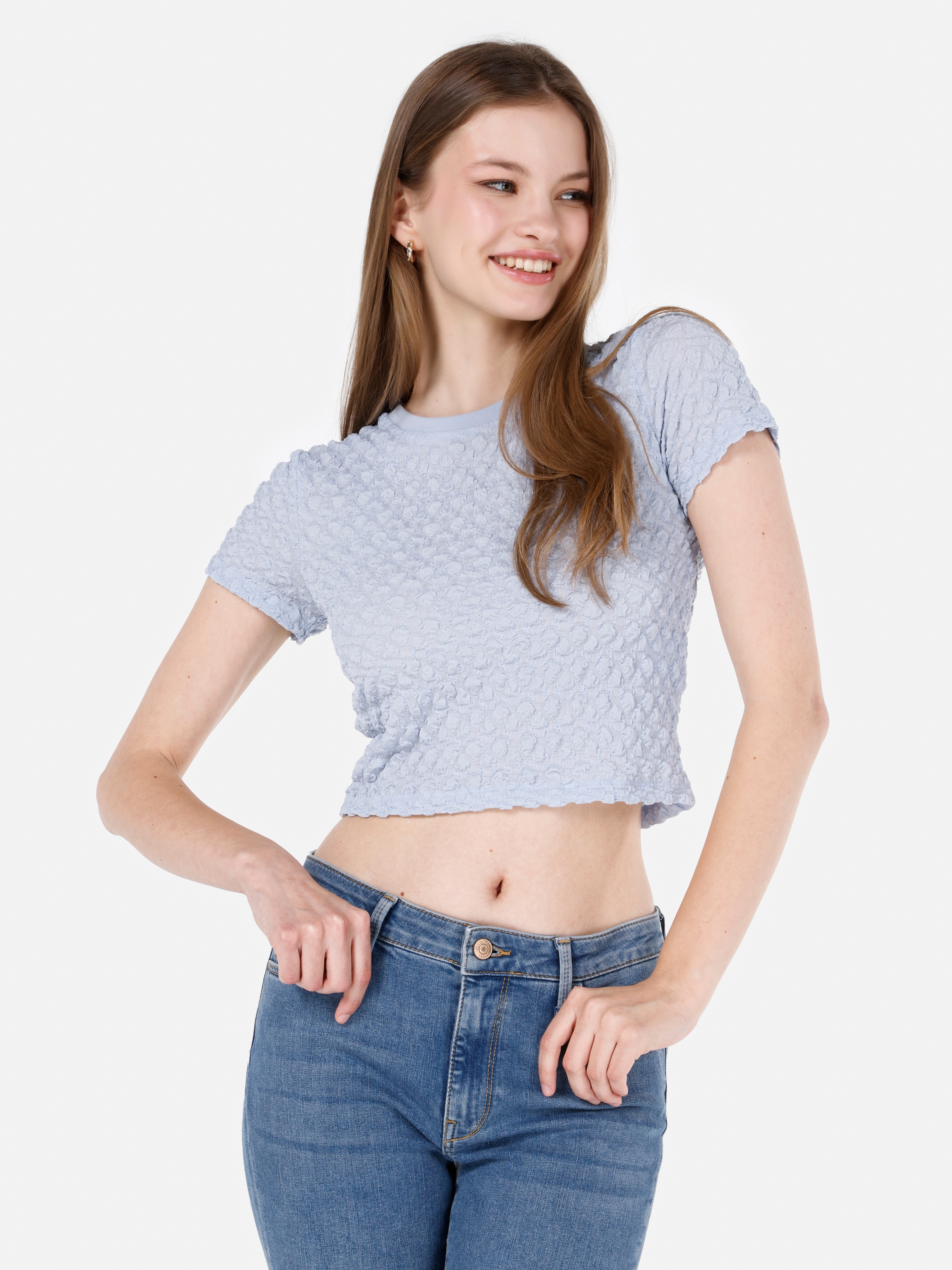 Afișați detalii pentru Tricou Cu Maneca Scurta De Dama Albastru Slim Fit  CL1069106