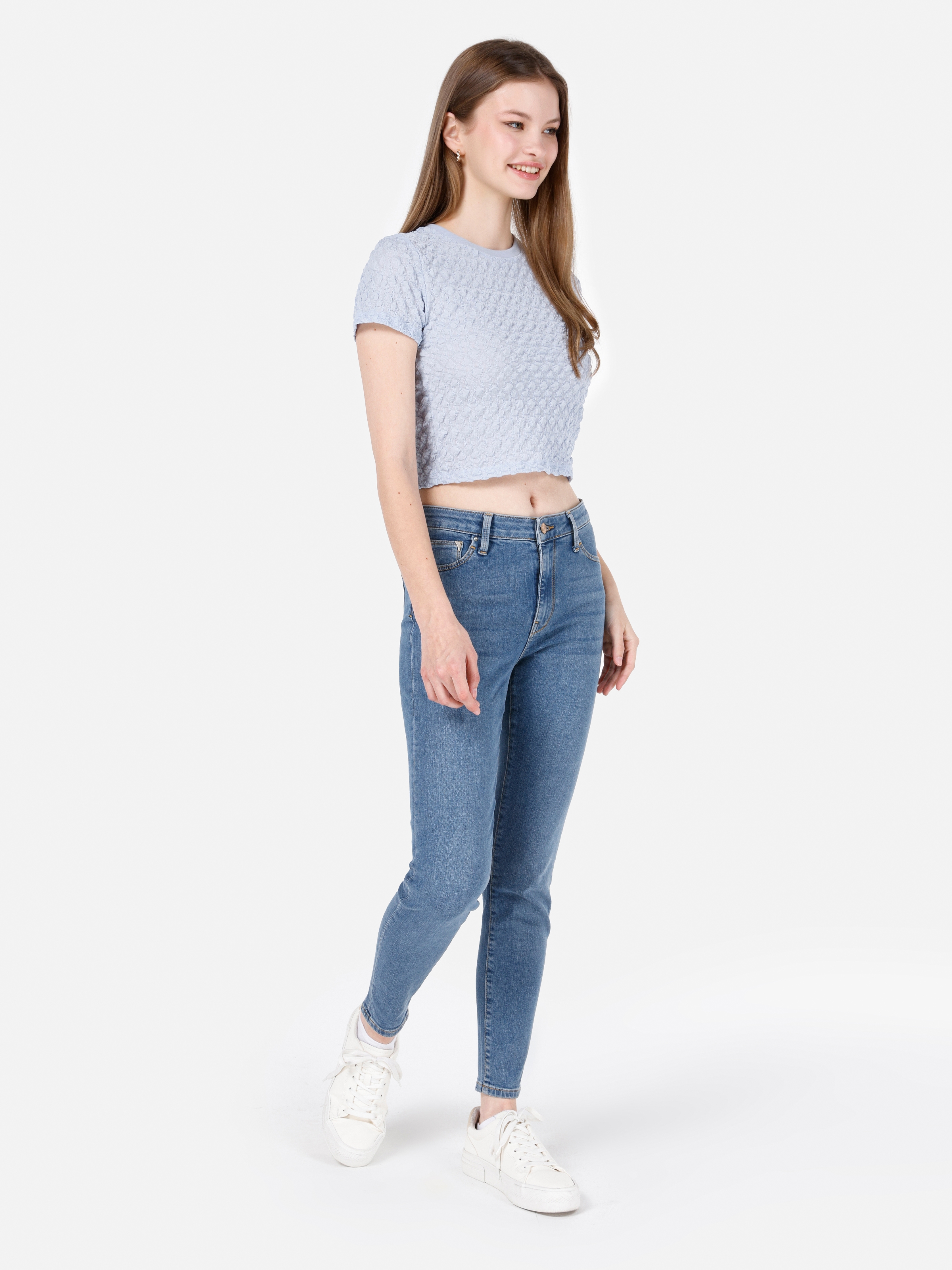 Afișați detalii pentru Tricou Cu Maneca Scurta De Dama Albastru Slim Fit  CL1069106