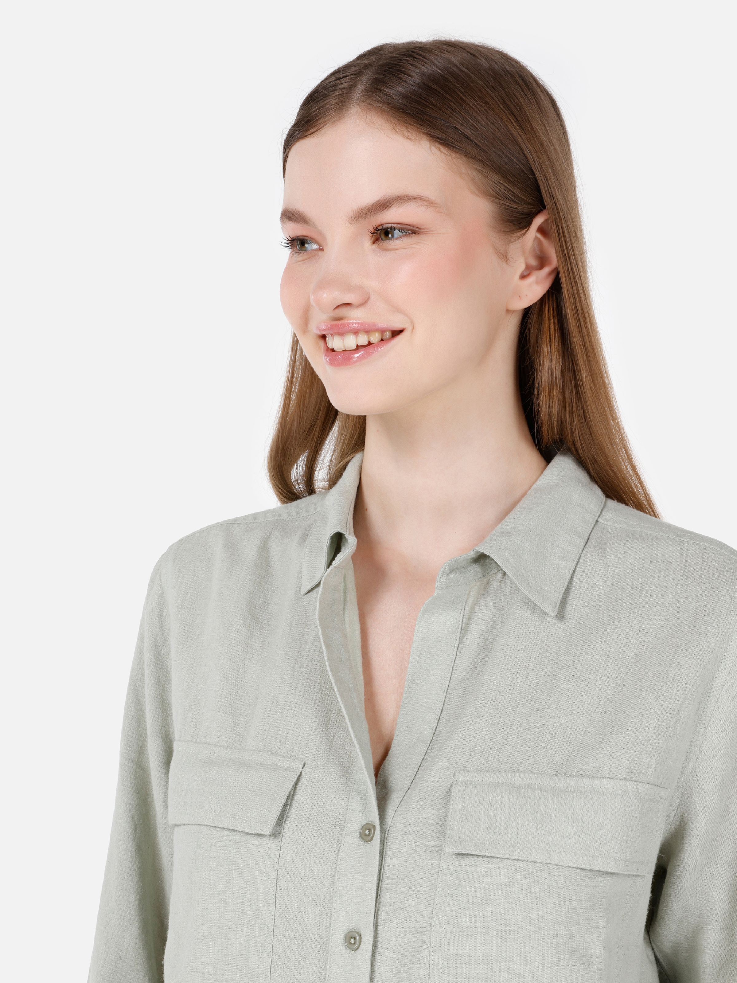 Afișați detalii pentru Bluza Cu Maneca Lunga De Dama Verde Regular Fit 