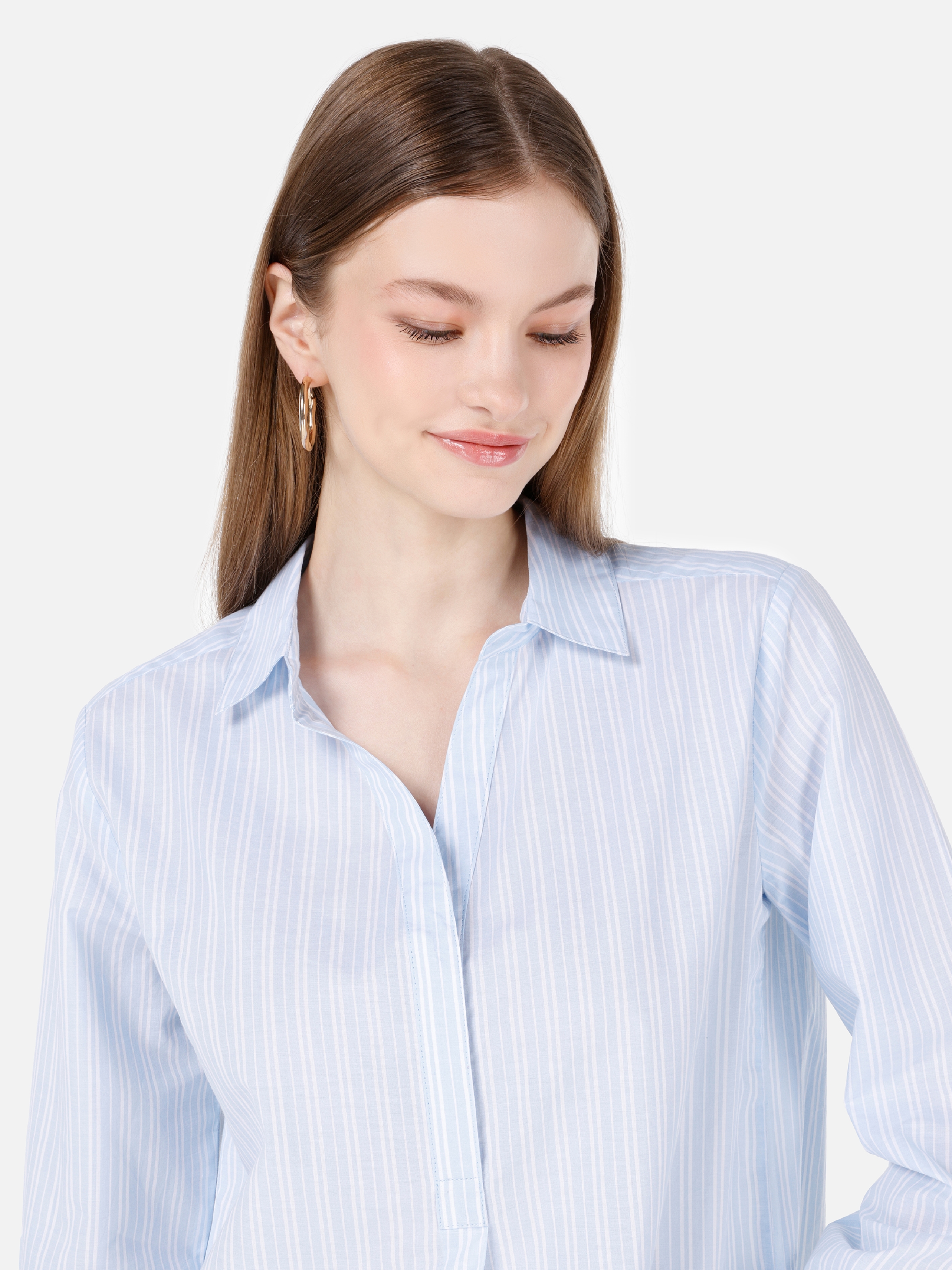 Afișați detalii pentru Bluza Cu Maneca Lunga De Dama Albastru Regular Fit  