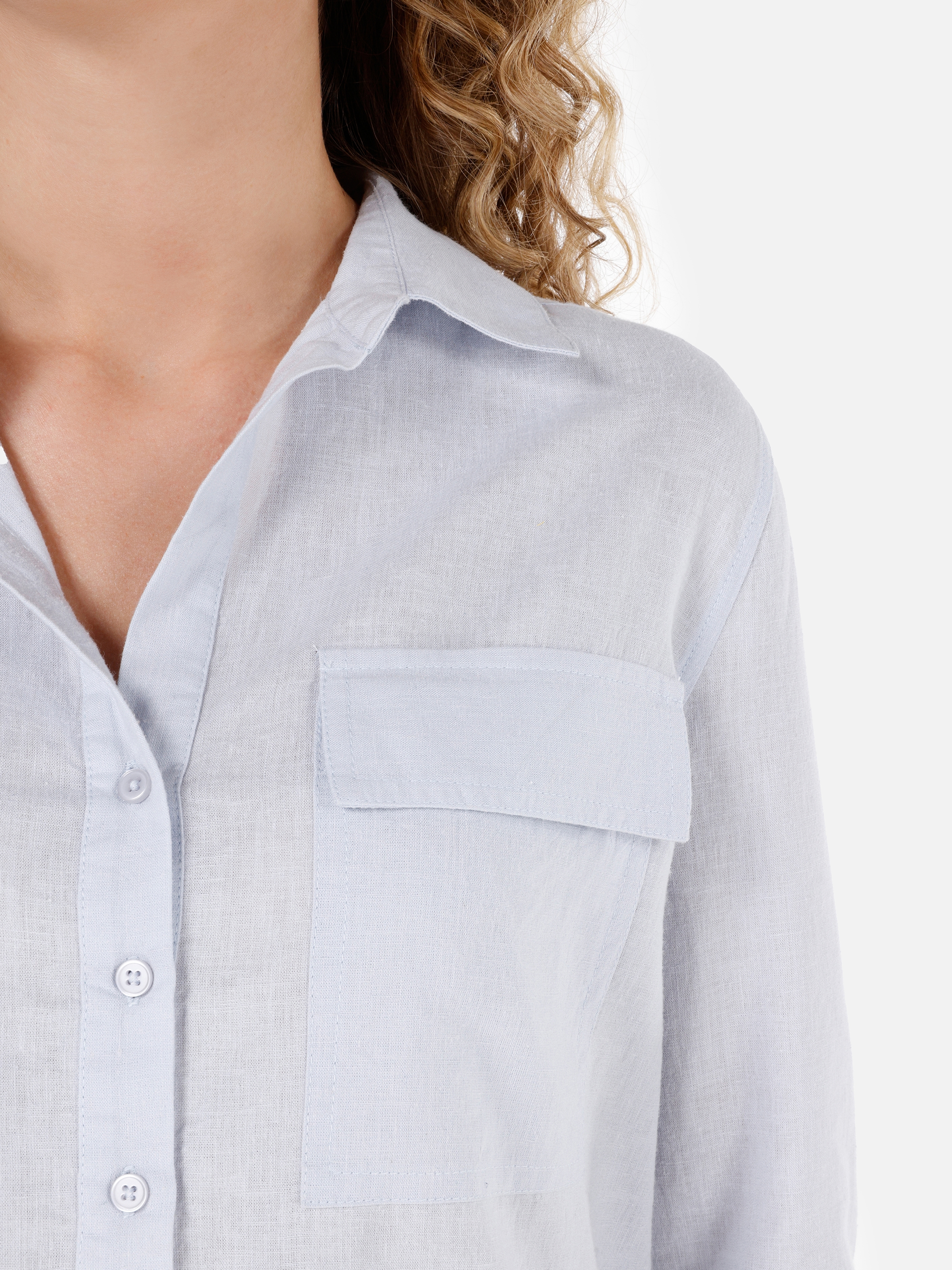Afișați detalii pentru Bluza Cu Maneca Lunga De Dama Albastru Regular Fit 