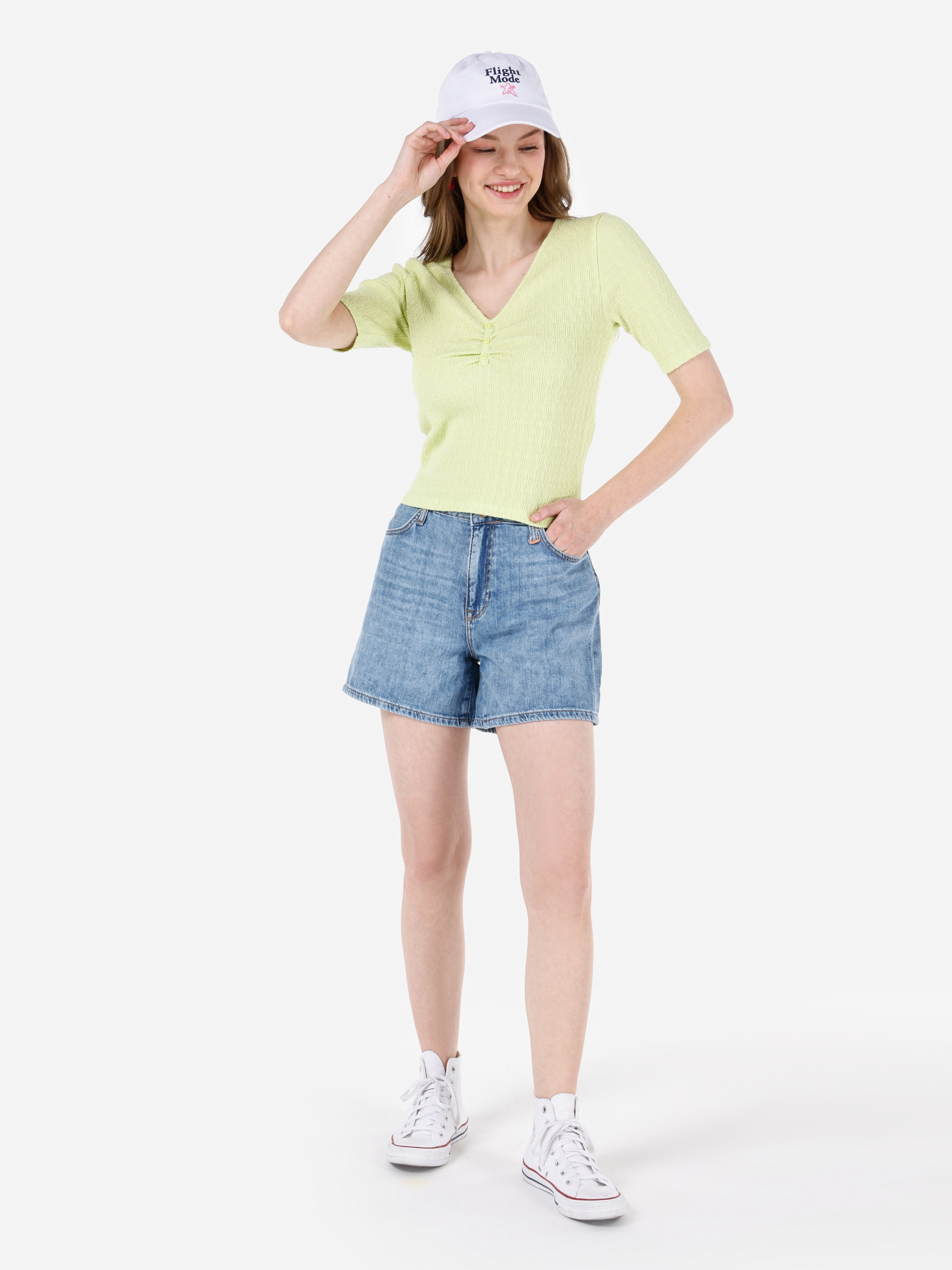 Afișați detalii pentru Short / Pantaloni Scurti De Dama Albastru Mom Fit  