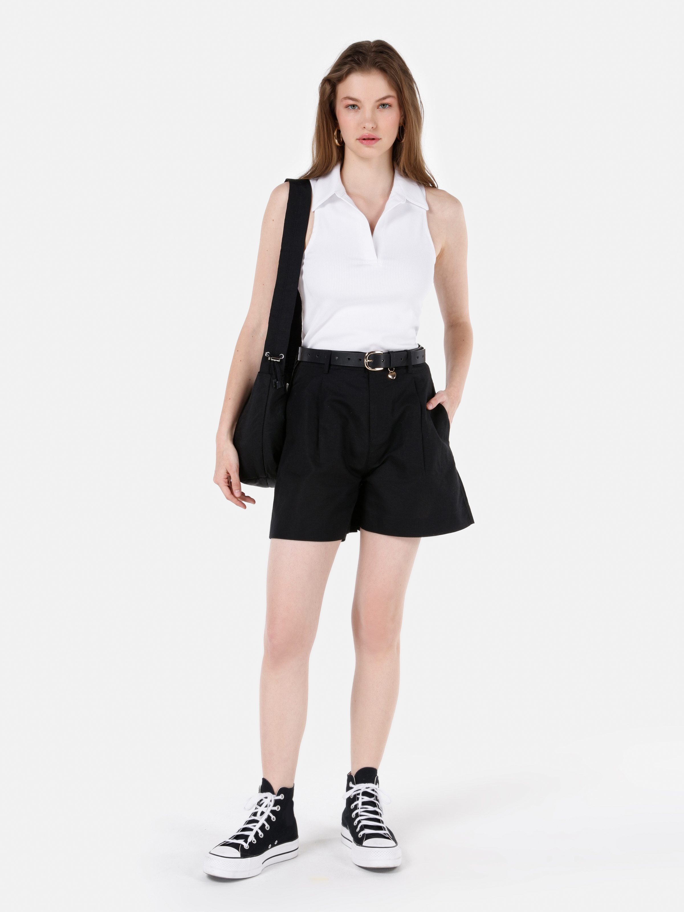 Afișați detalii pentru Short / Pantaloni Scurti De Dama Negru Regular Fit  CL1068966