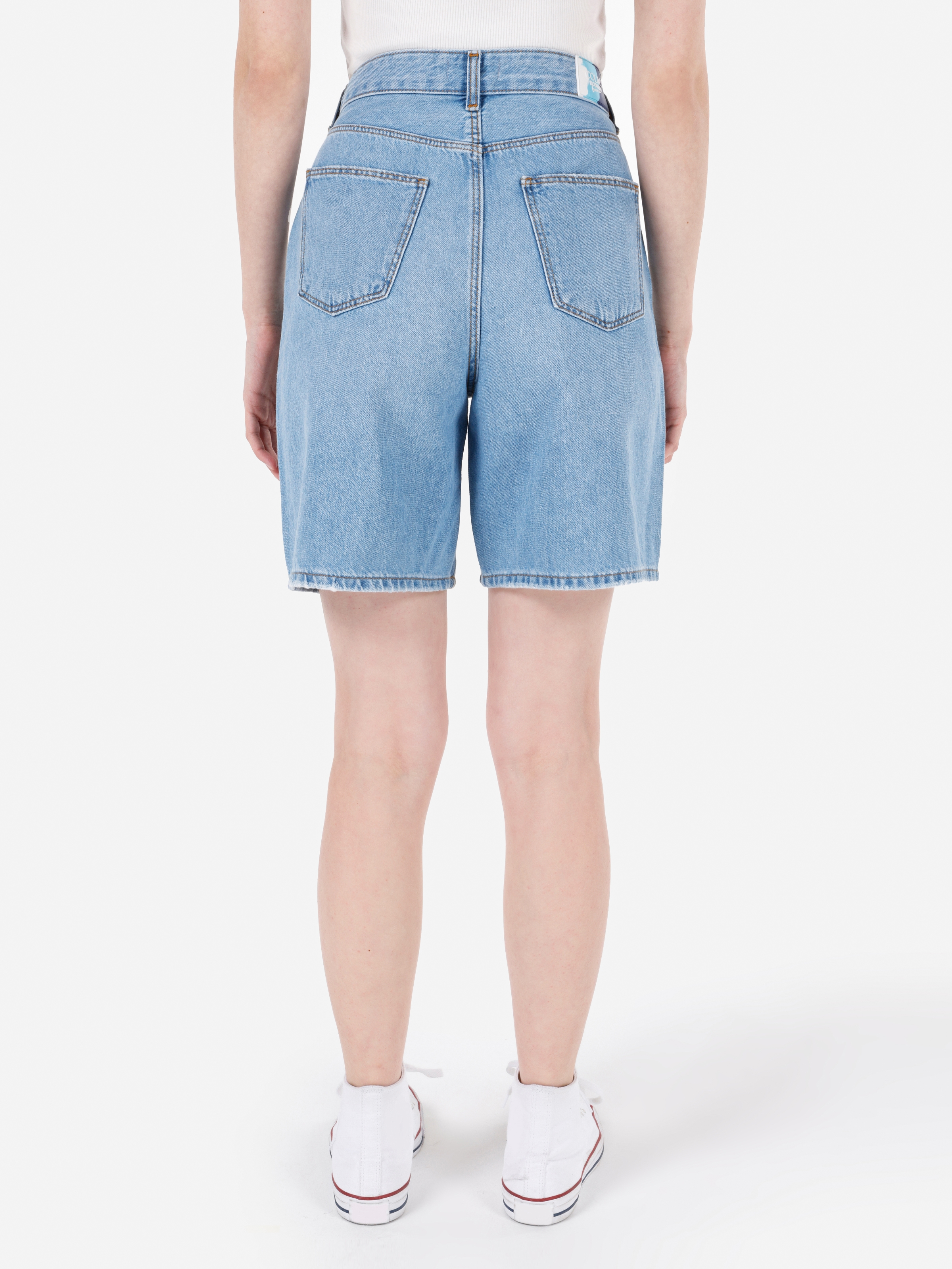 Afișați detalii pentru Short / Pantaloni Scurti De Dama Albastru Regular Fit  