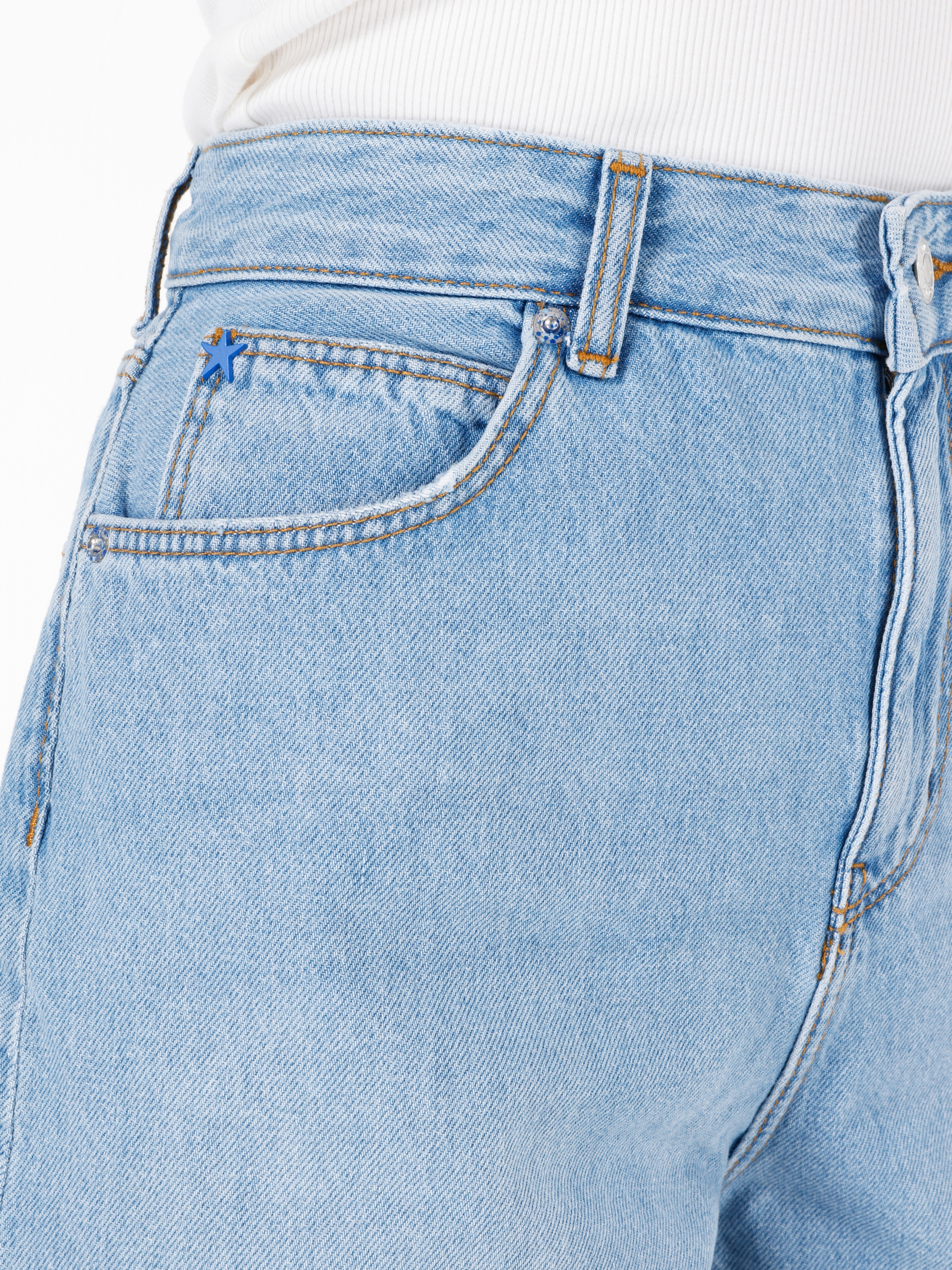 Afișați detalii pentru Short / Pantaloni Scurti De Dama Albastru Regular Fit  
