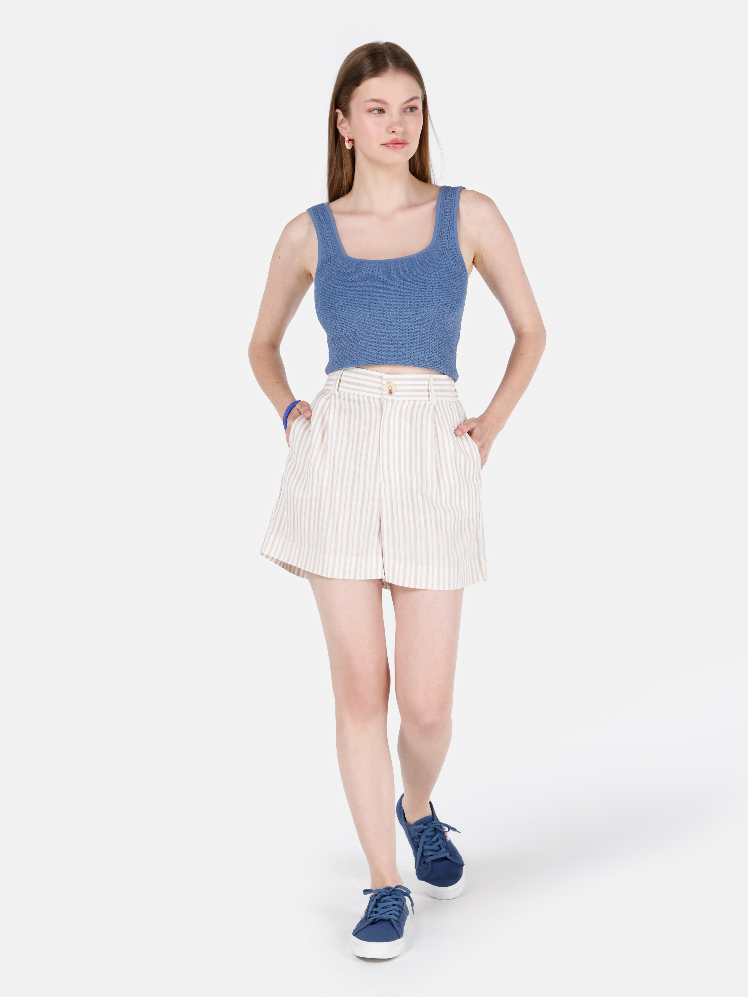 Afișați detalii pentru Short / Pantaloni Scurti De Dama Bej Regular Fit  CL1069171