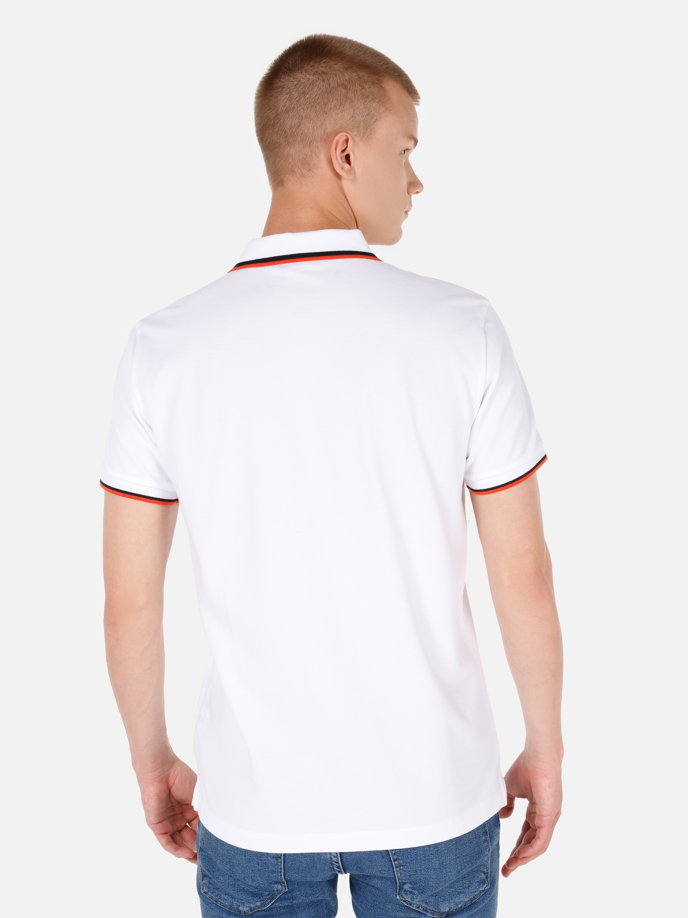 Afișați detalii pentru Tricou Polo Cu Maneca Scurta De Barbati Alb Regular Fit  CL1069311