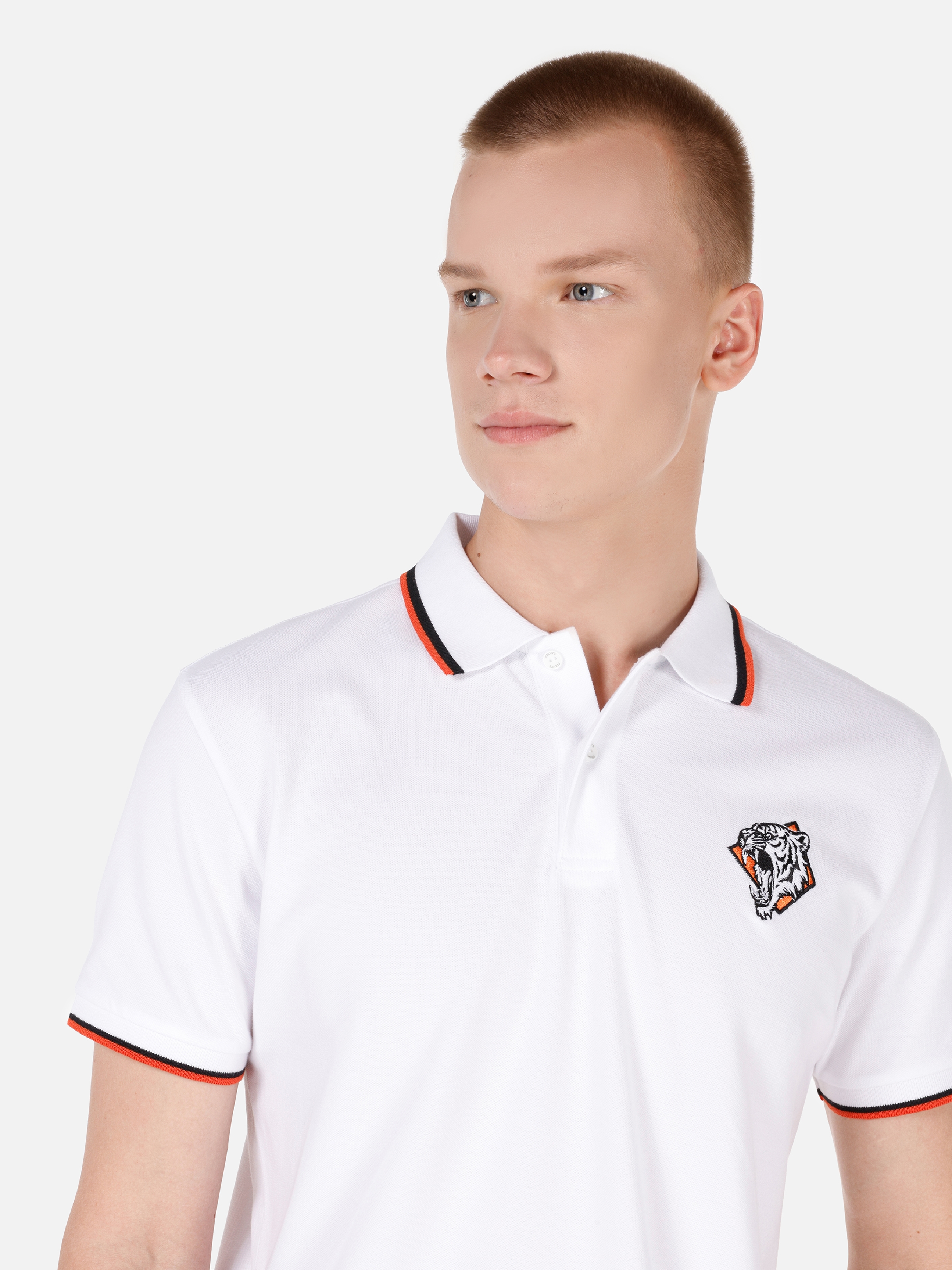 Afișați detalii pentru Tricou Polo Cu Maneca Scurta De Barbati Alb Regular Fit  CL1069311