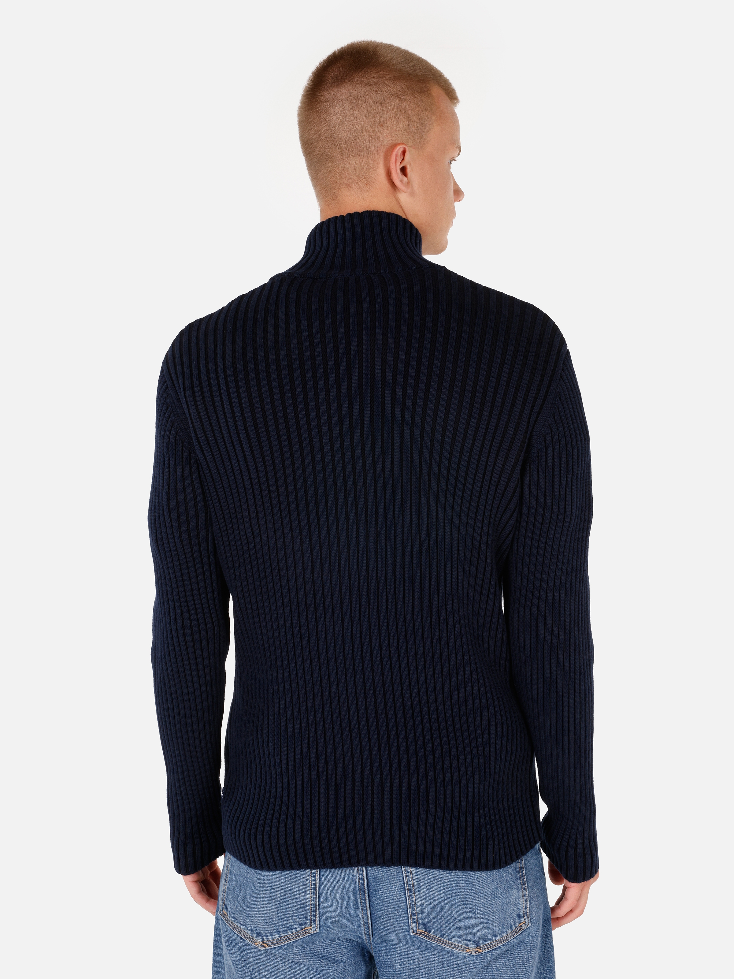 Afișați detalii pentru Cardigan De Barbati Albastru Marin Slim Fit  CL1071044