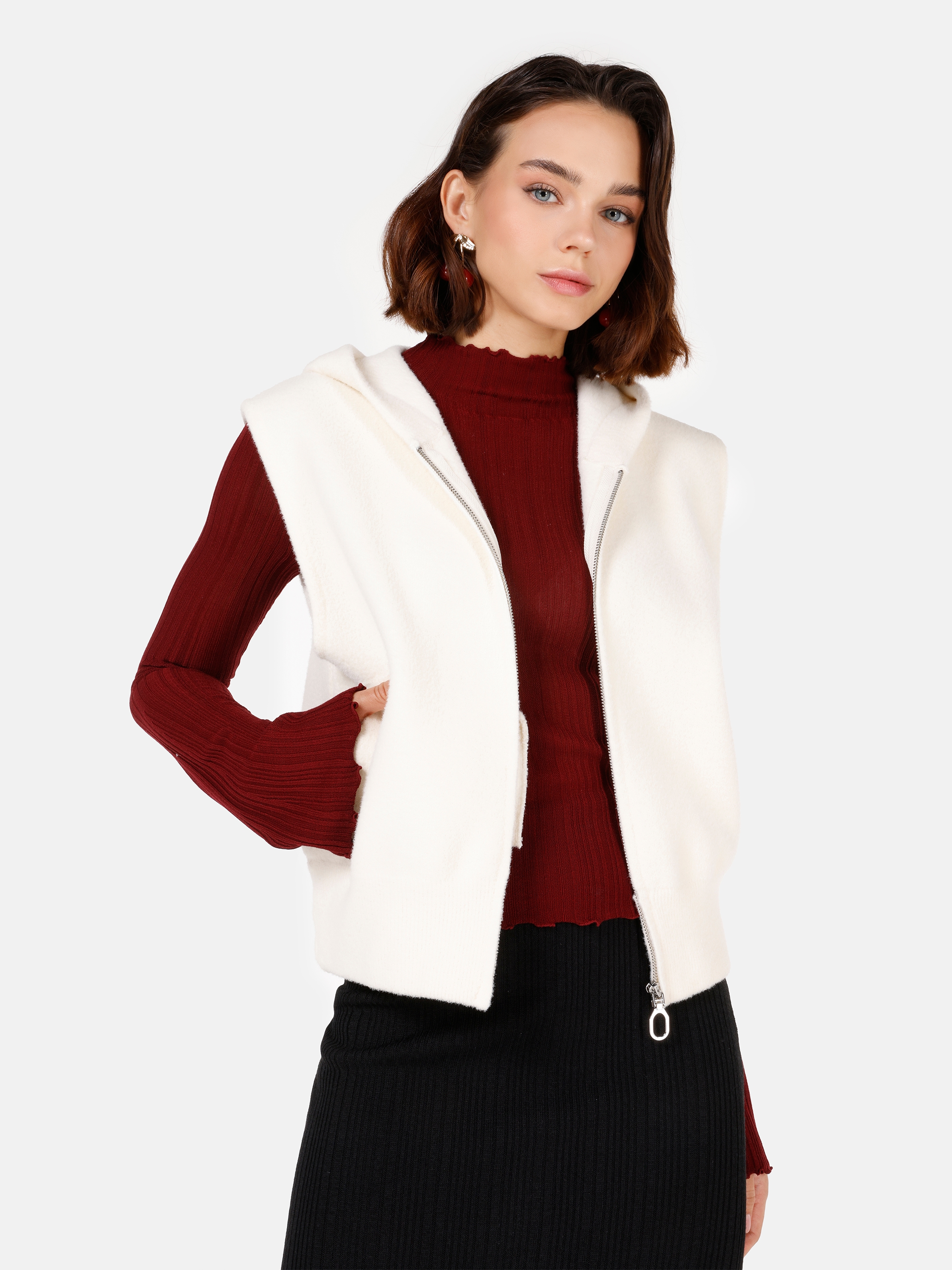 Afișați detalii pentru Cardigan De Dama Ecru Regular Fit  CL1070956