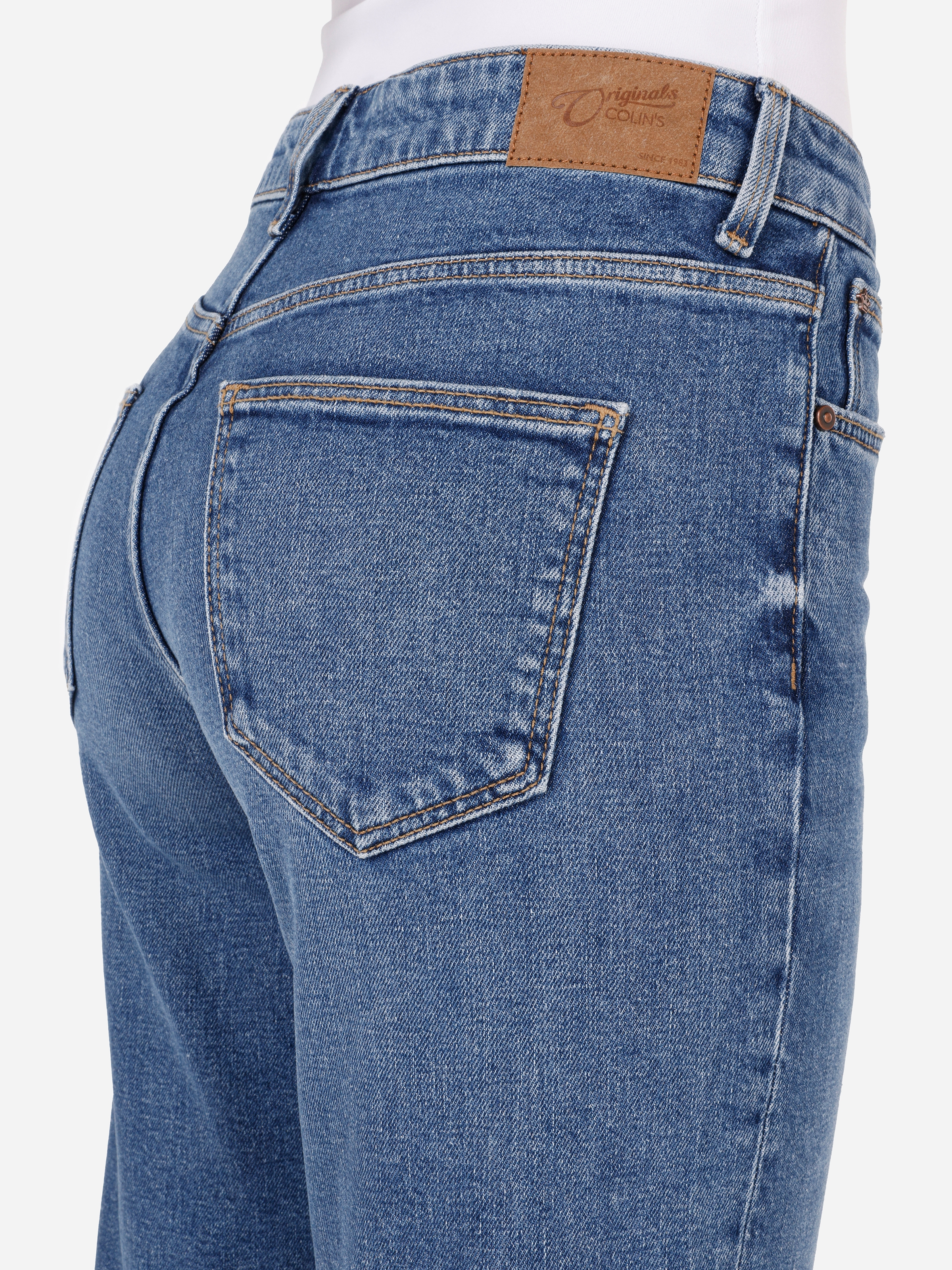 Afișați detalii pentru Pantaloni De Dama Albastru Mom Fit 896  MARIA CL1070947