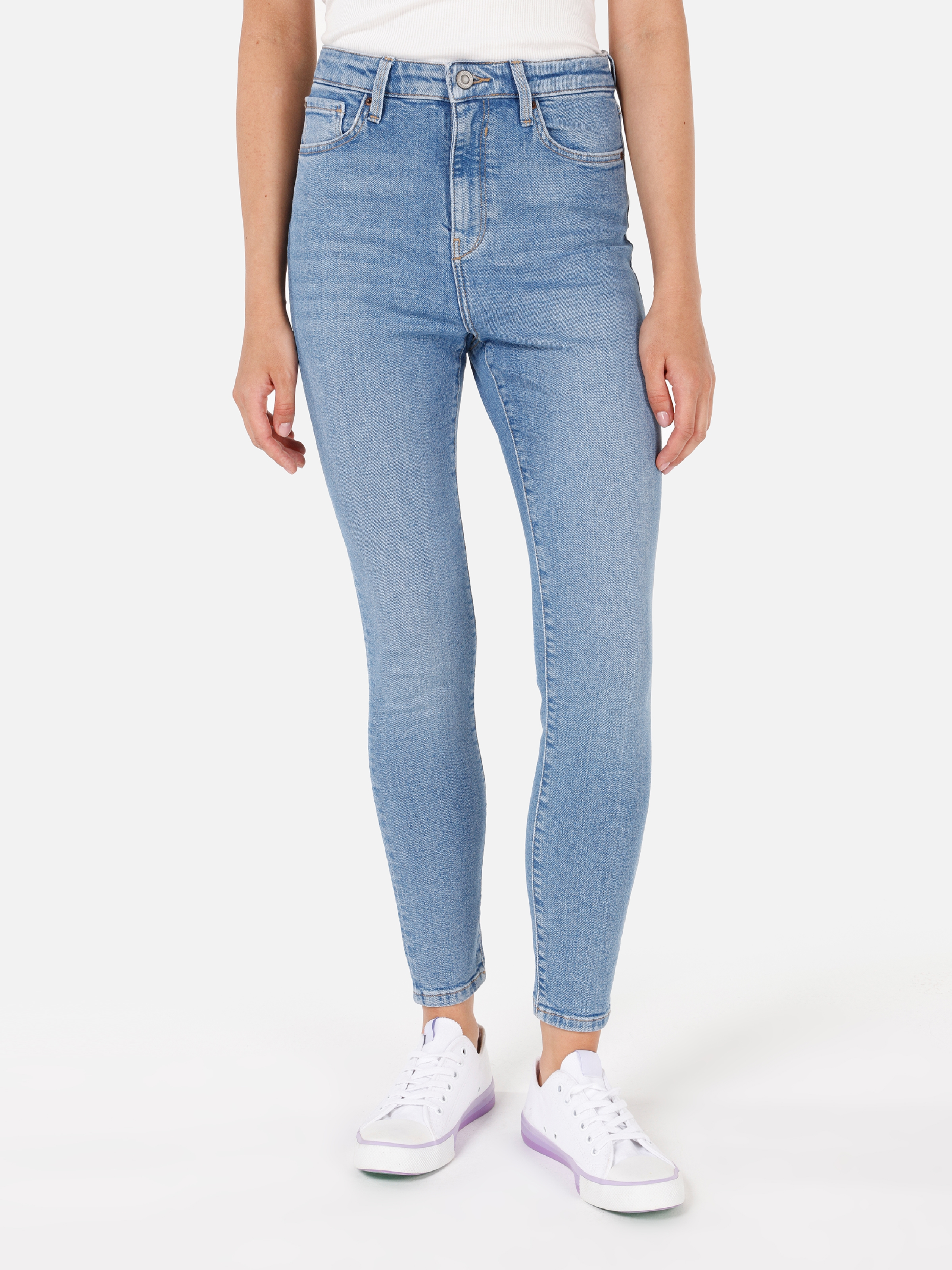 Afișați detalii pentru Pantaloni De Dama Albastru Skinny Fit 760 DIANA CL1070663