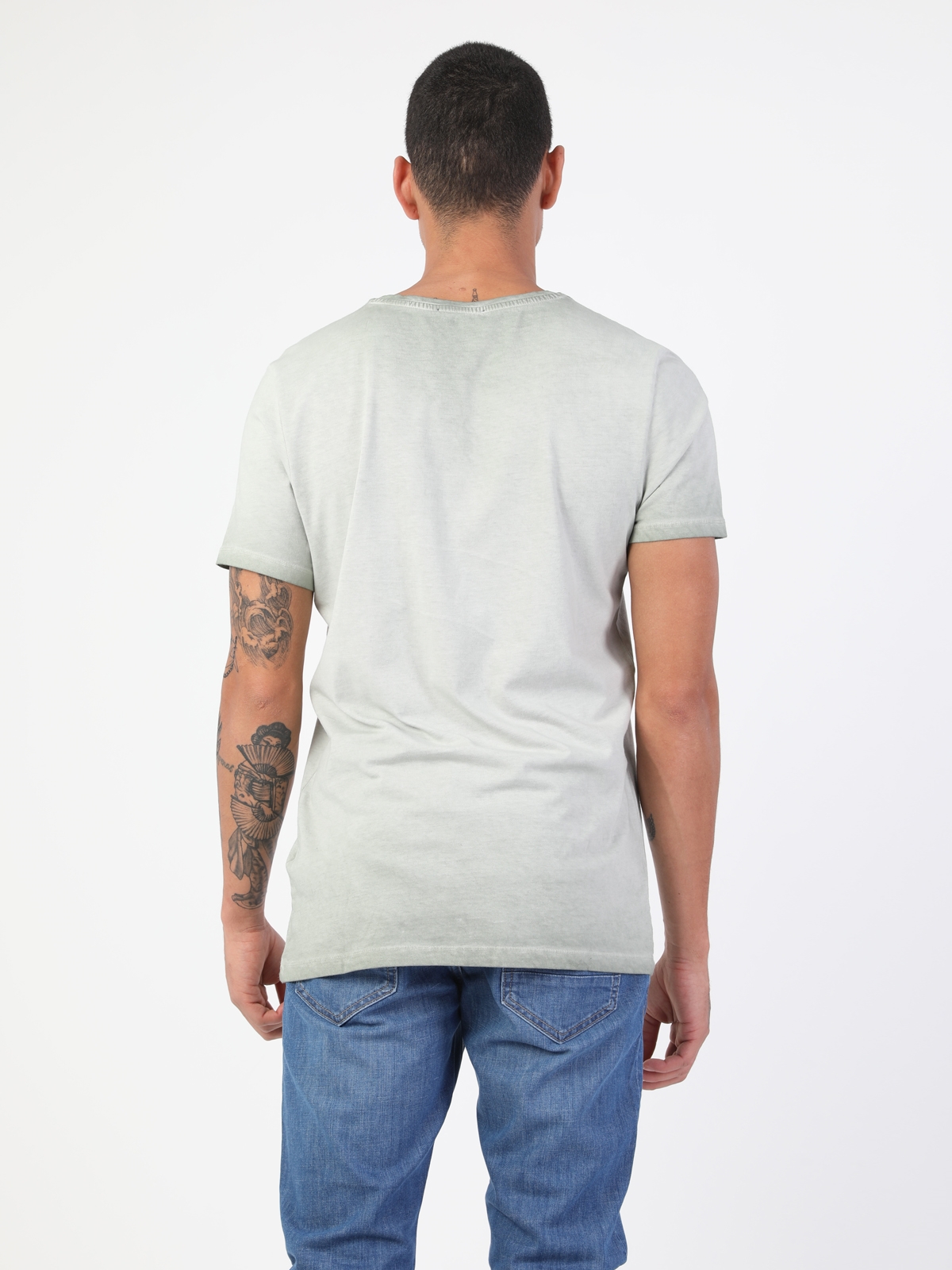 Afișați detalii pentru Tricou Cu Maneca Scurta De Barbati Verde Slim Fit 