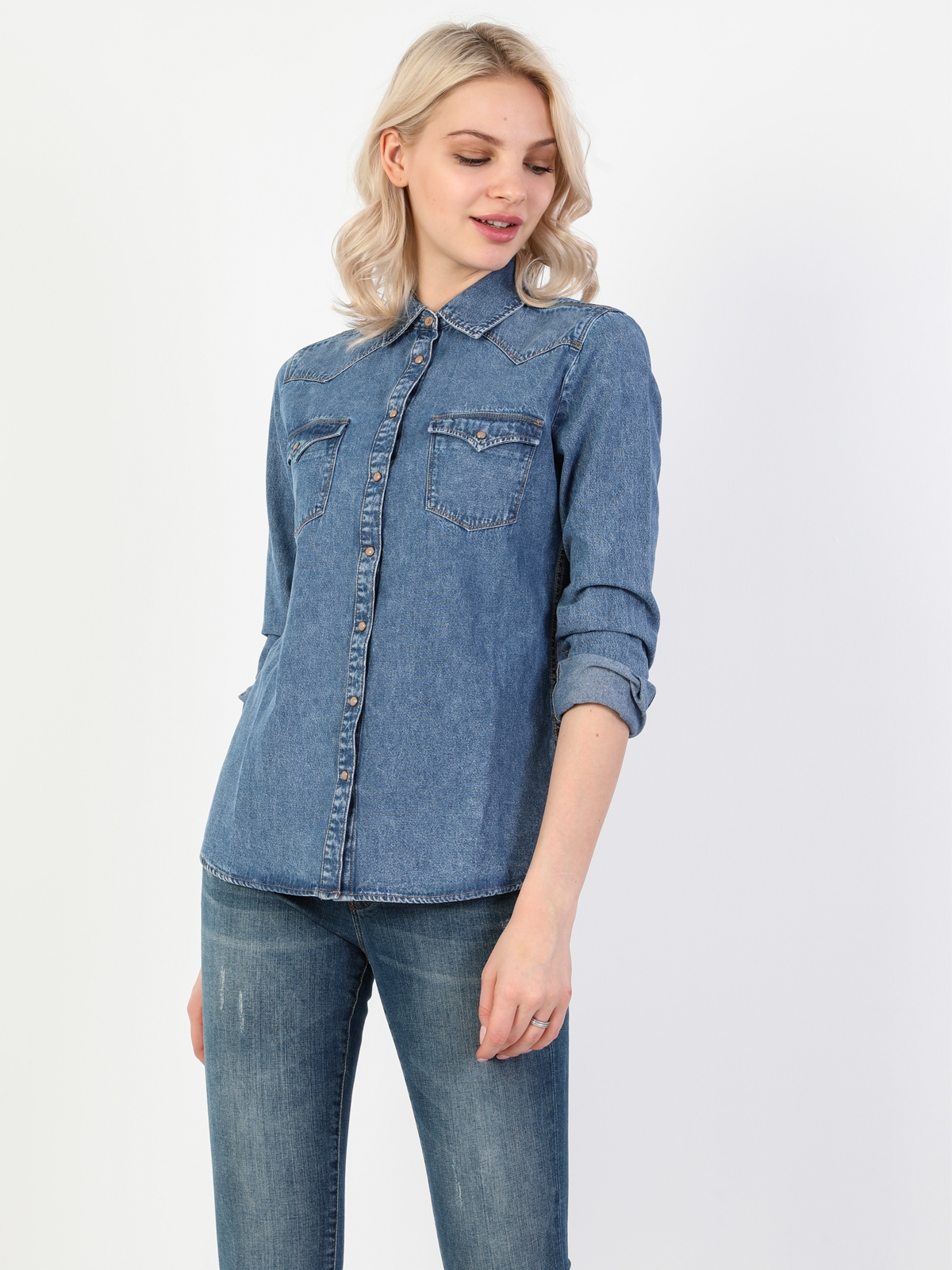 Afișați detalii pentru Camasa Cu Maneca Lunga De Dama Denim Slim Fit 