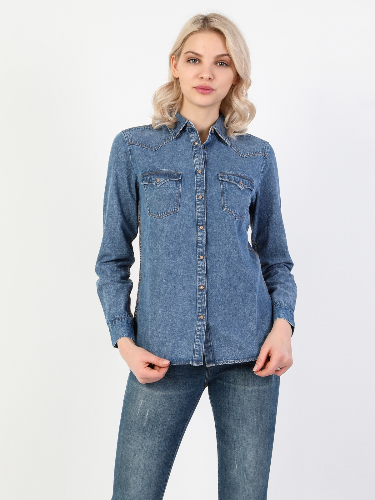 Afișați detalii pentru Camasa Cu Maneca Lunga De Dama Denim Slim Fit 