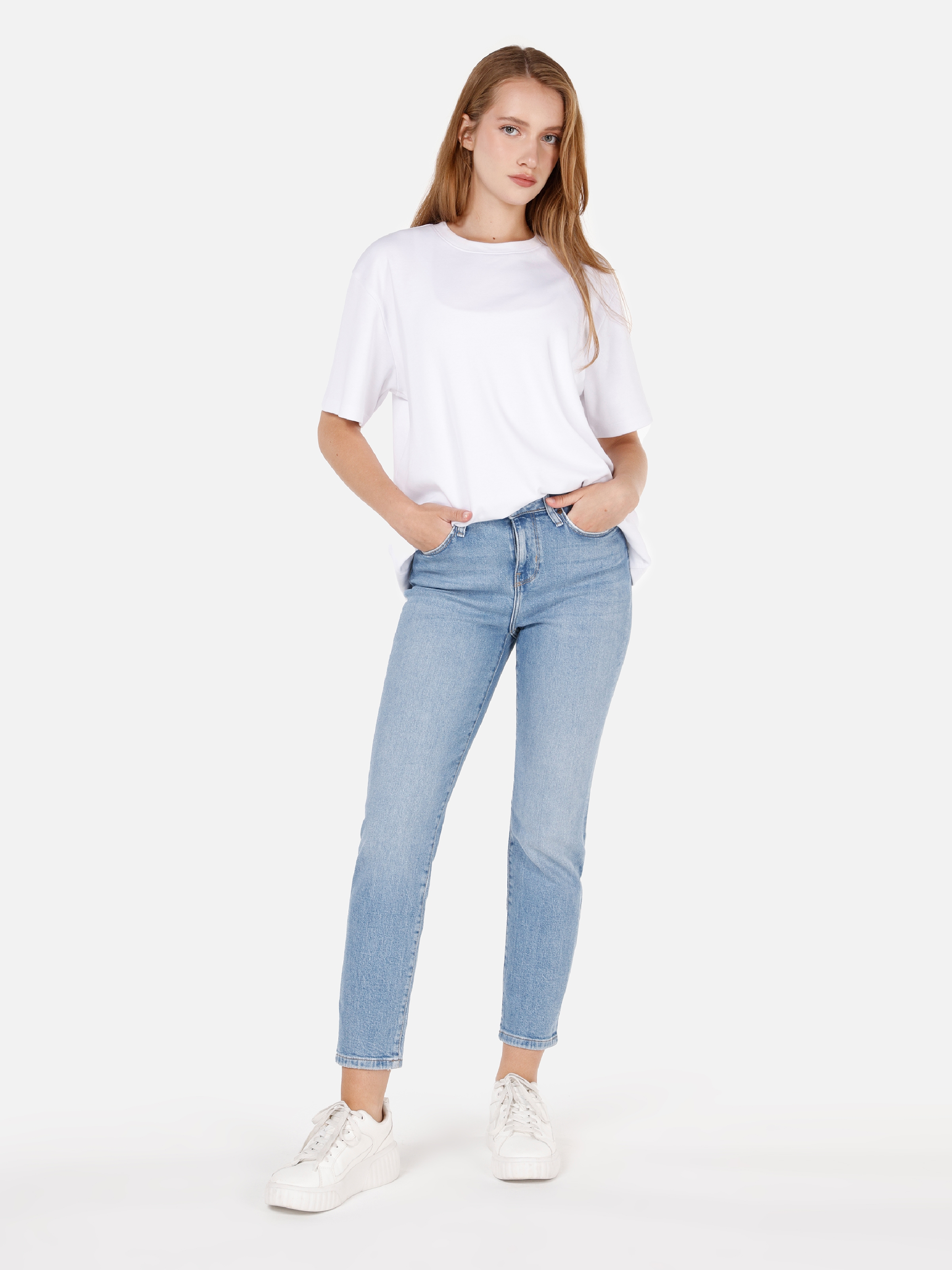 Afișați detalii pentru Pantaloni De Dama Albastru Slim Fit 703 CARLA CL1070658