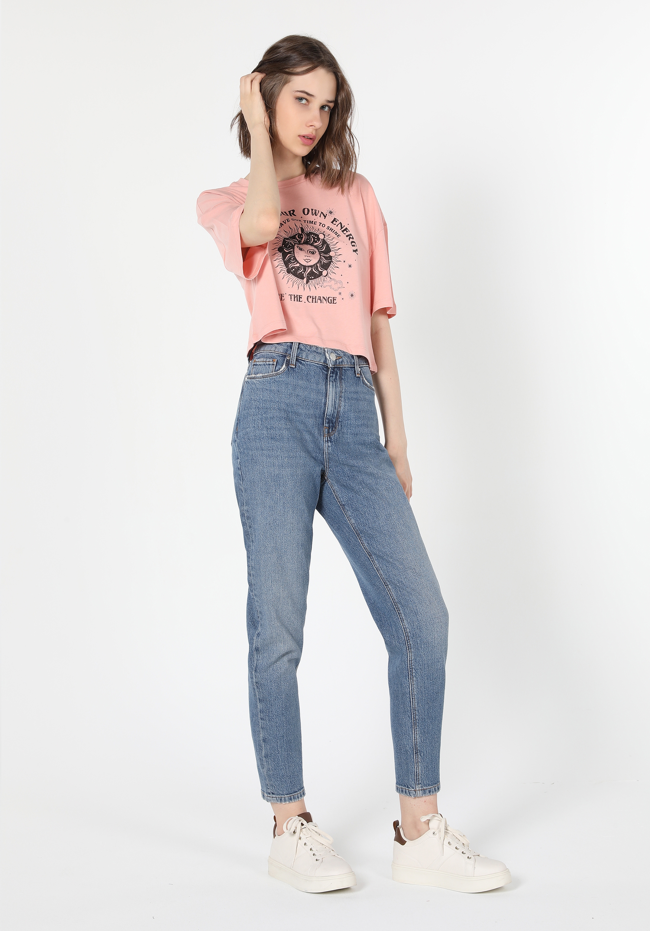 Afișați detalii pentru Pantaloni De Dama Denim Mom Fit 896  MARIA CL1060443