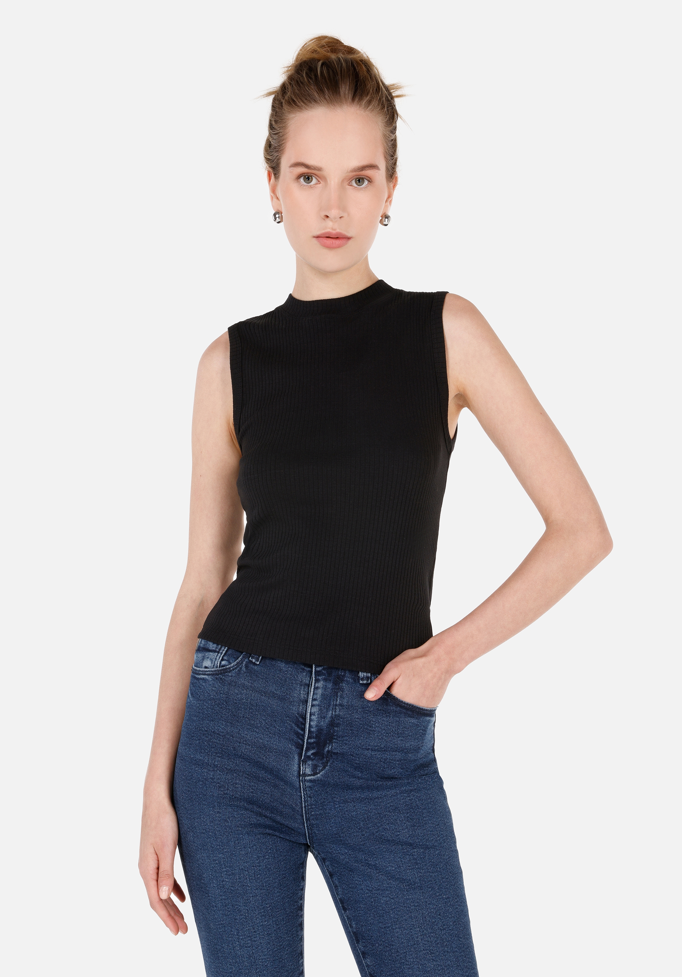 Afișați detalii pentru Maiou De Dama Negru Slim Fit  CL1070207