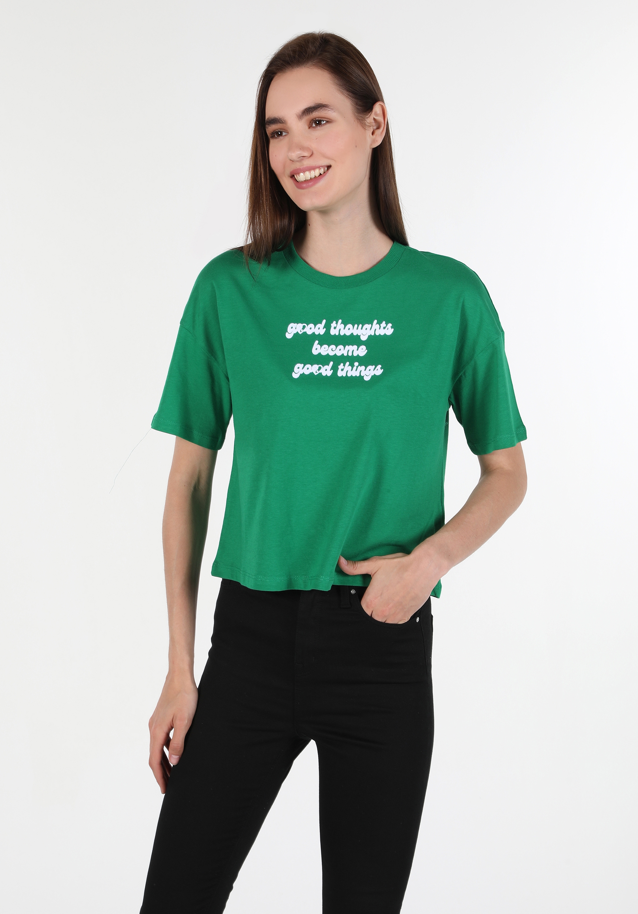 Afișați detalii pentru Tricou Cu Maneca Scurta De Dama Verde   CL1060200