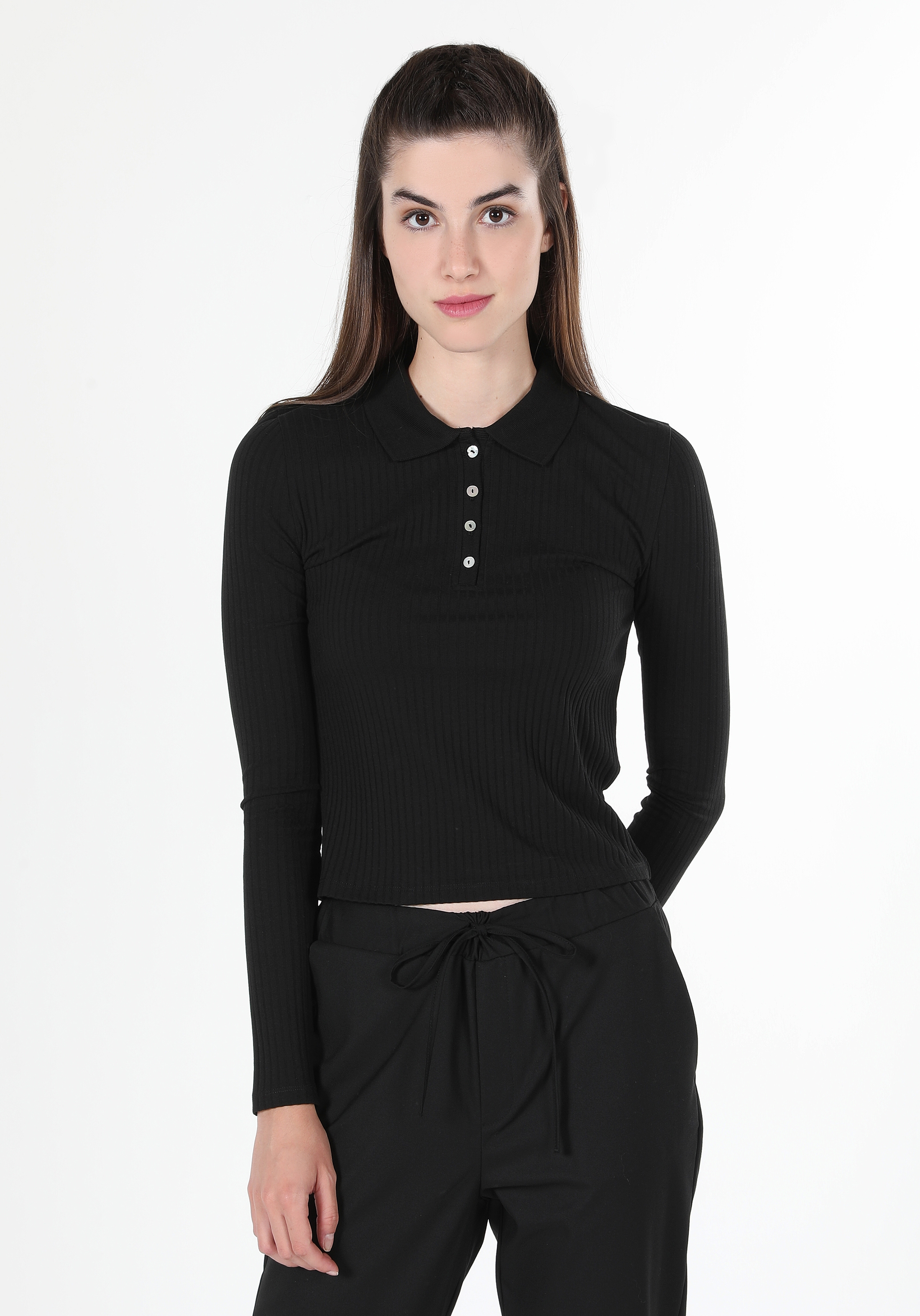 Afișați detalii pentru Tricou Cu Maneca Lunga De Dama Negru   CL1060592