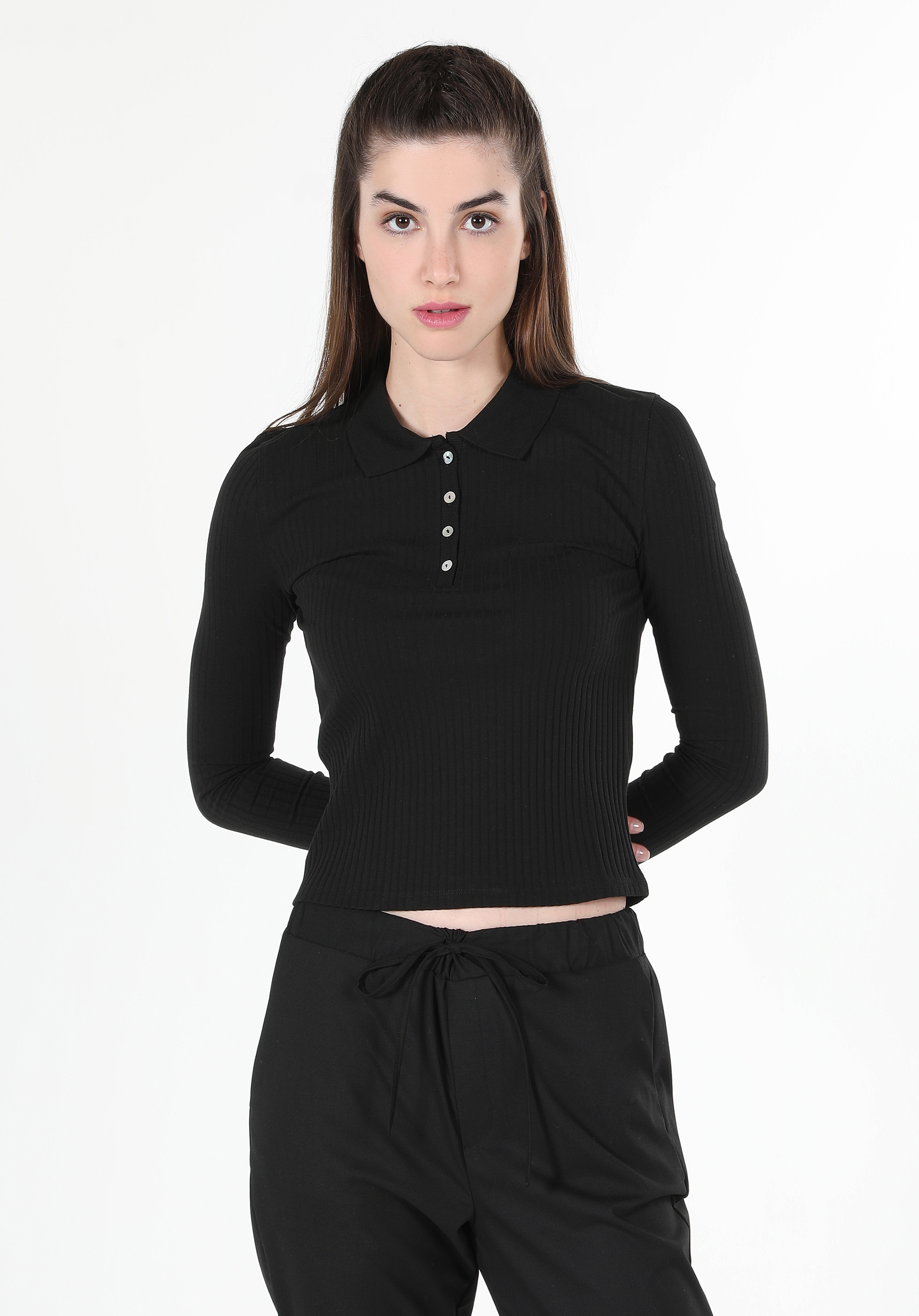 Afișați detalii pentru Tricou Cu Maneca Lunga De Dama Negru   CL1060592