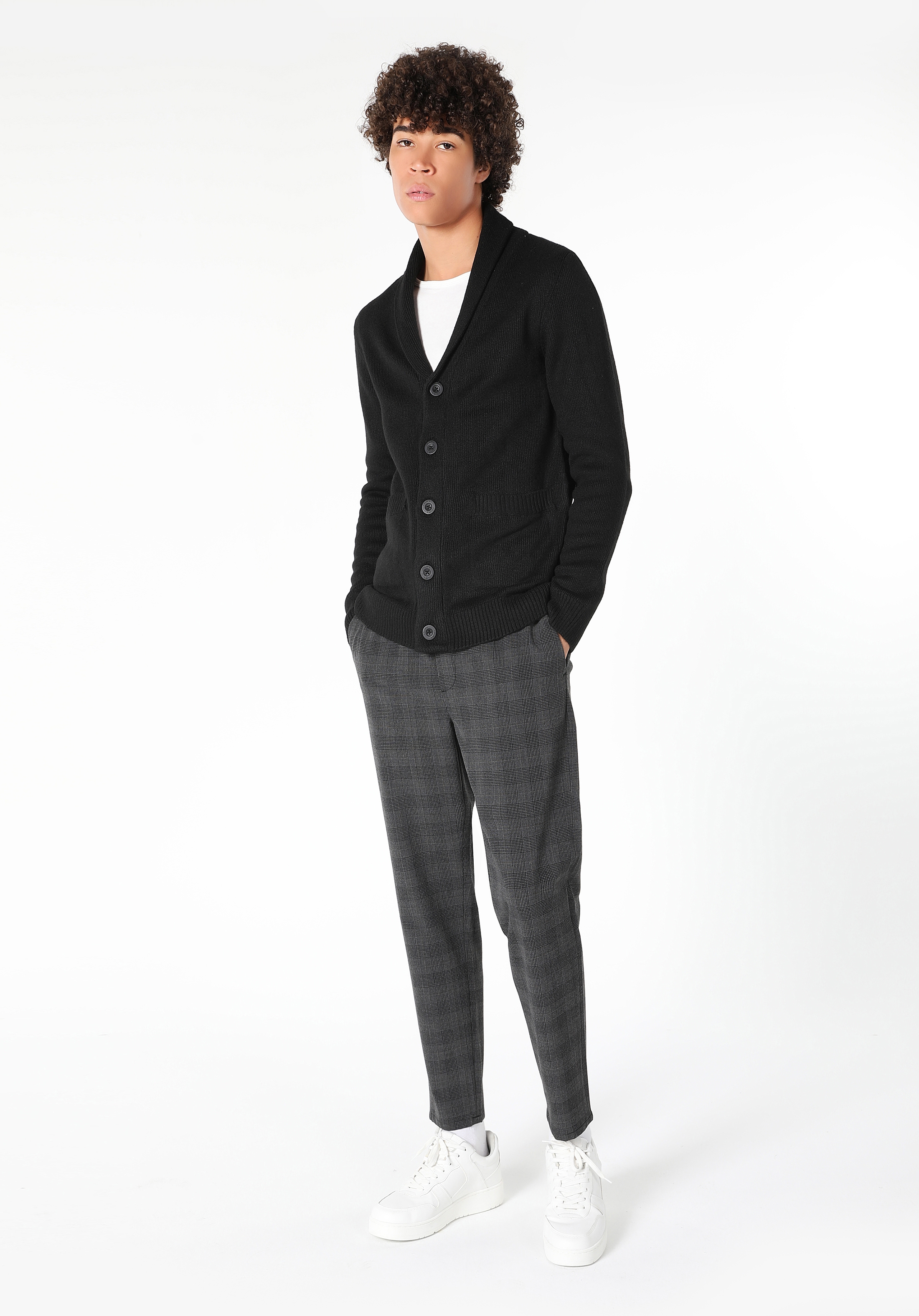 Afișați detalii pentru Cardigan De Barbati Negru Slim Fit  CL1059692