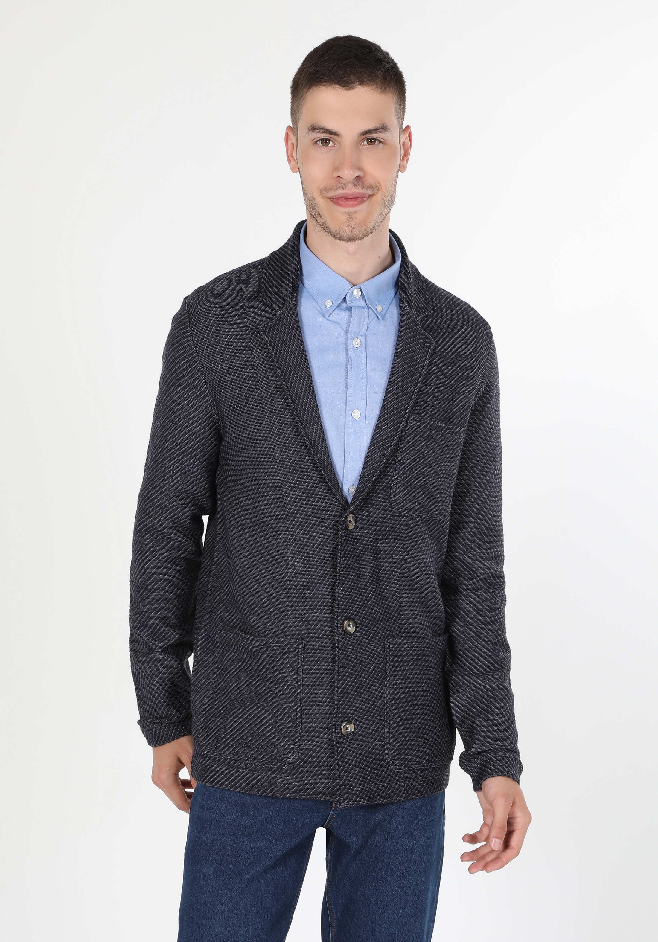 Afișați detalii pentru Cardigan De Barbati Albastru Marin Regular Fit  CL1059697