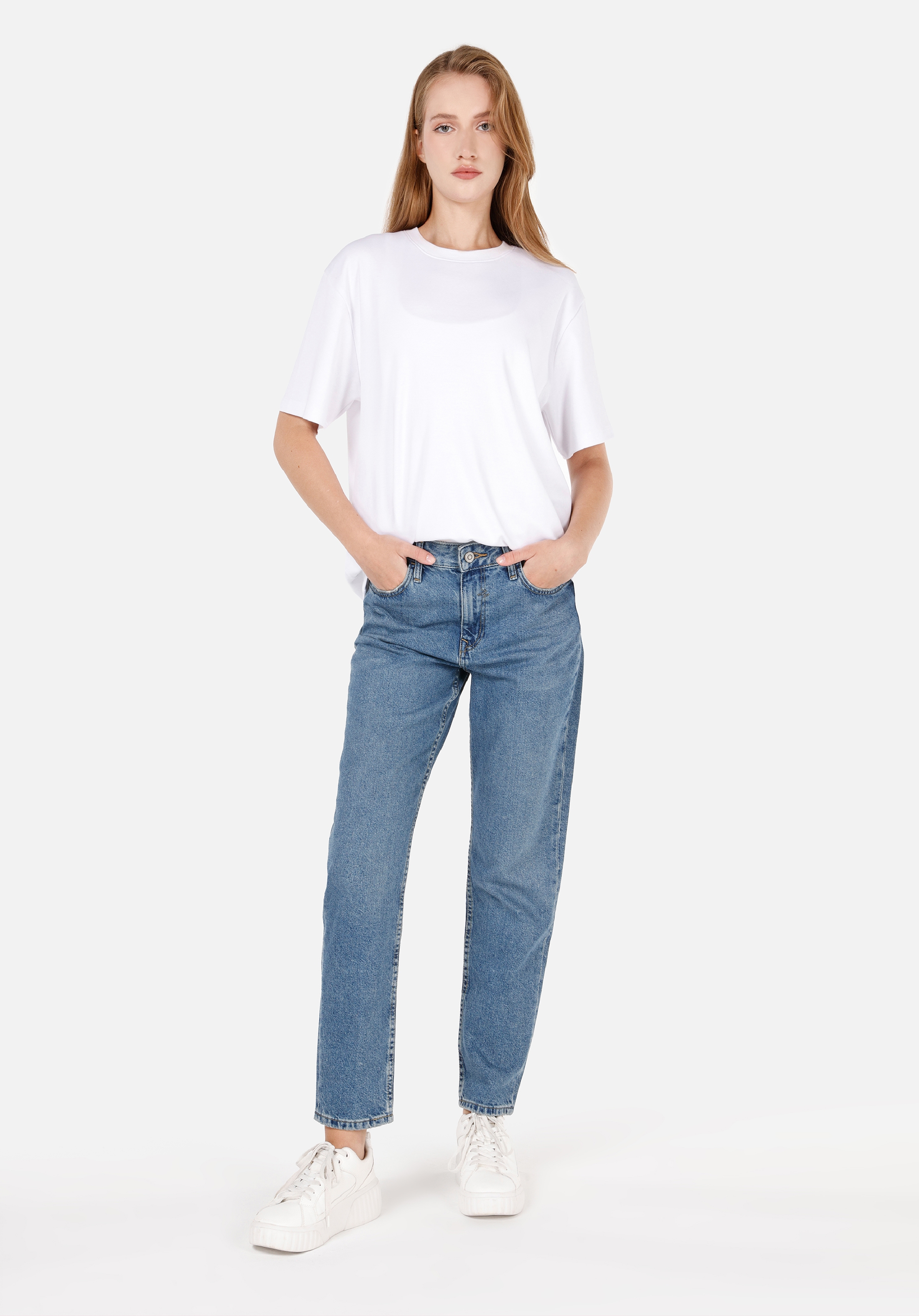 Afișați detalii pentru Pantaloni De Dama Albastru Boyfriend Fit 893 JULIA CL1070854