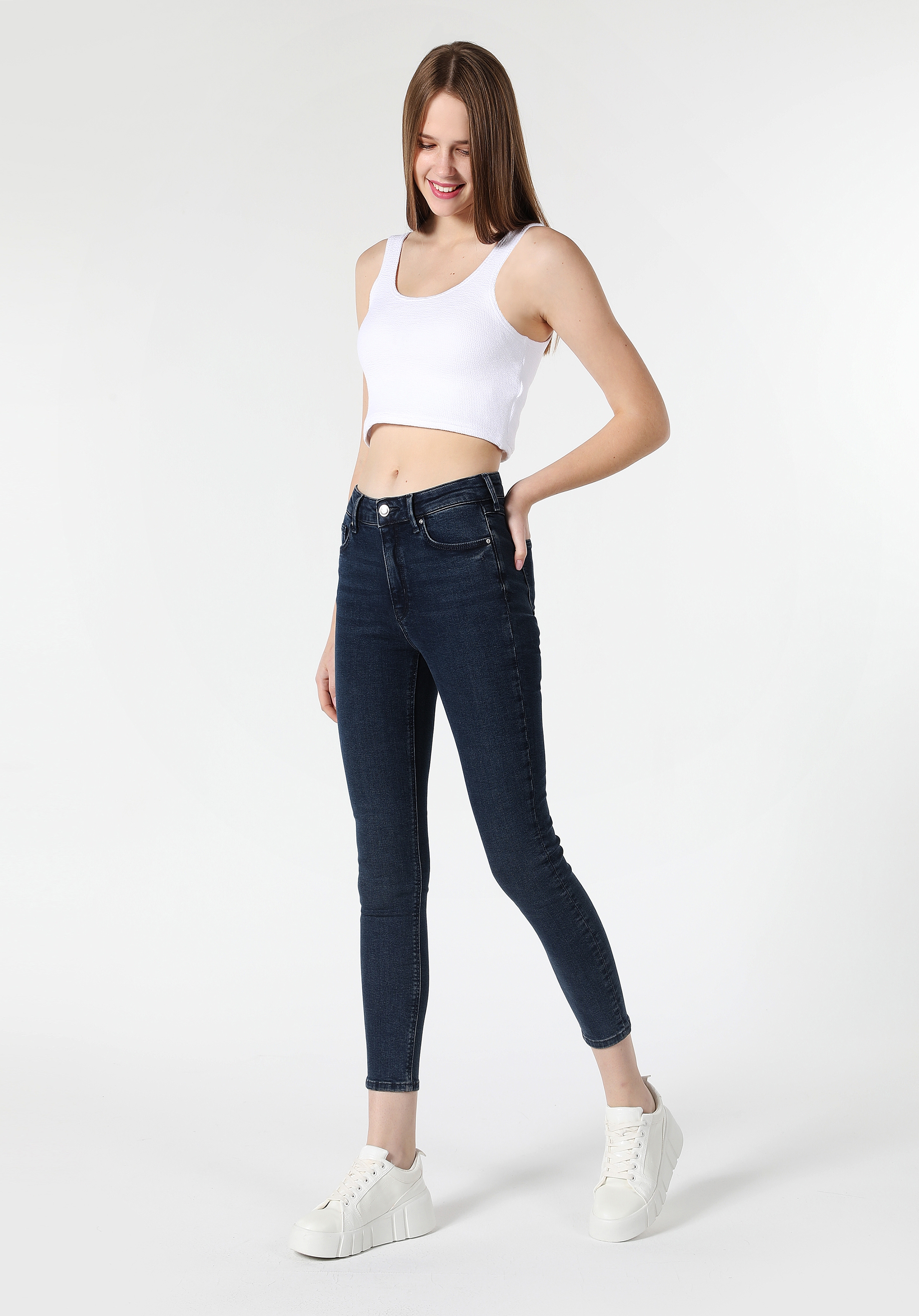 Afișați detalii pentru Pantaloni De Dama Albastru Skinny Fit 759 LARA CL1061397