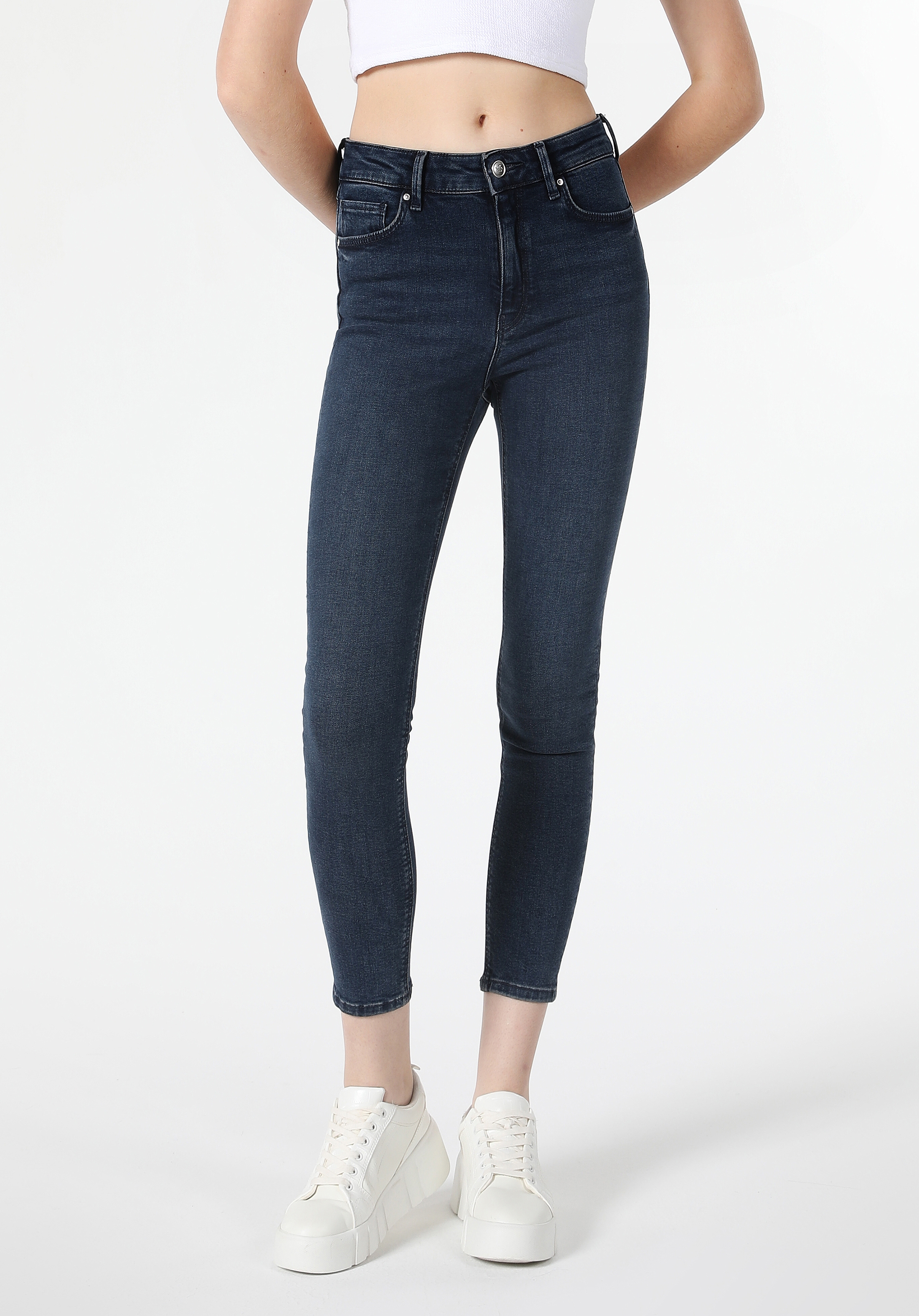 Afișați detalii pentru Pantaloni De Dama Albastru Skinny Fit 759 LARA CL1061397