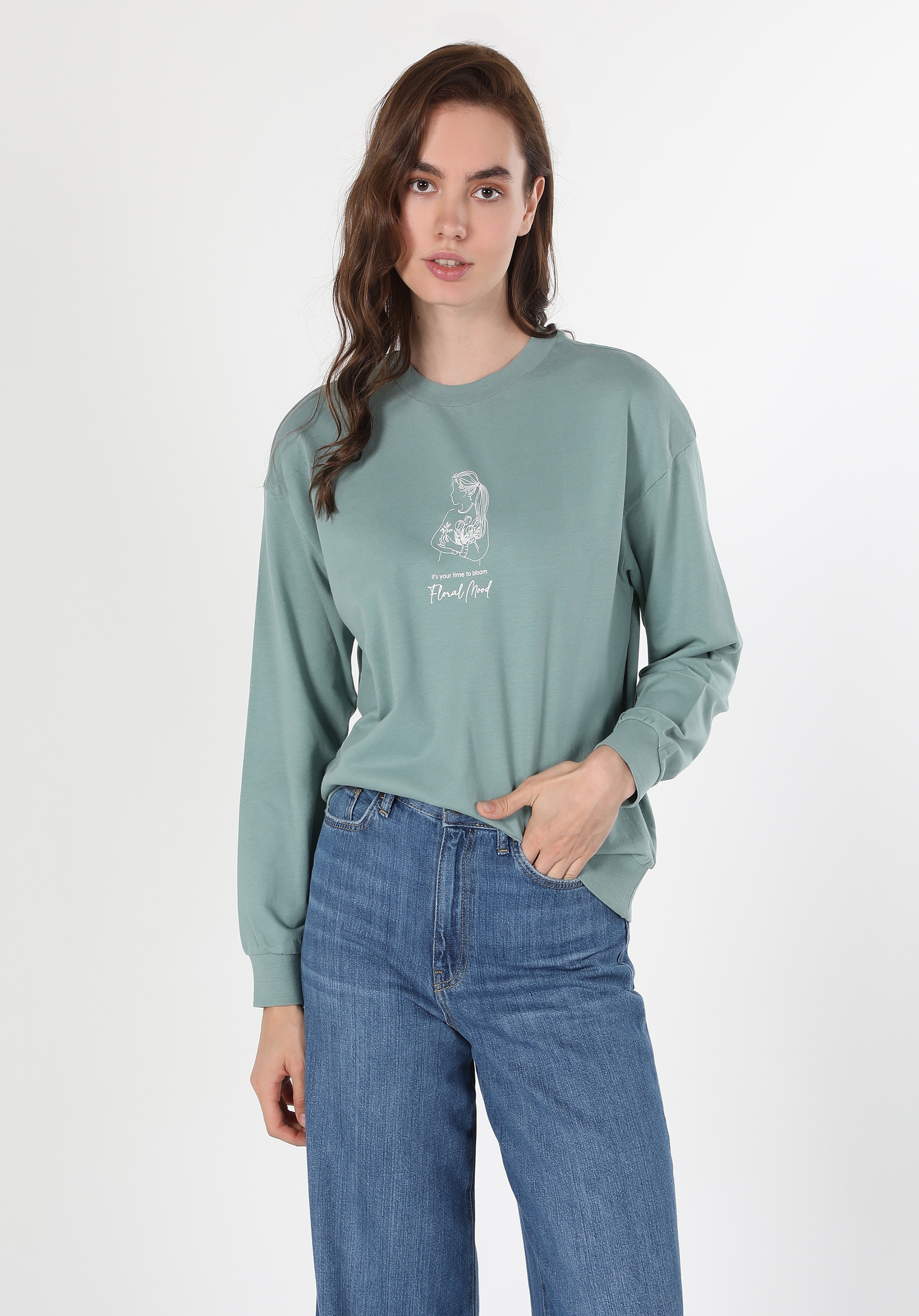 Afișați detalii pentru Swater / Bluza De Dama Verde Regular Fit  CL1060313