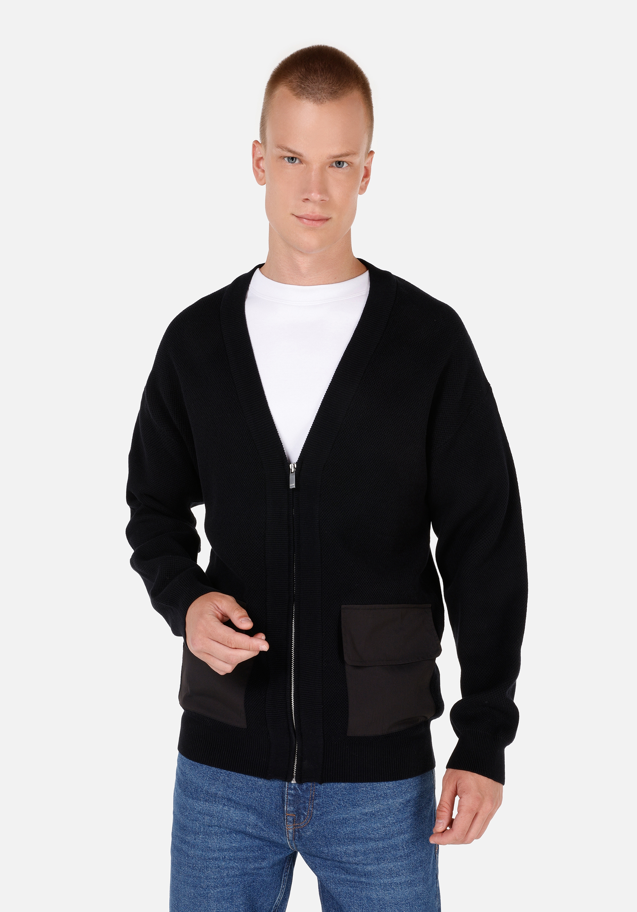 Afișați detalii pentru Cardigan De Barbati Negru Comfort Fit  CL1071261