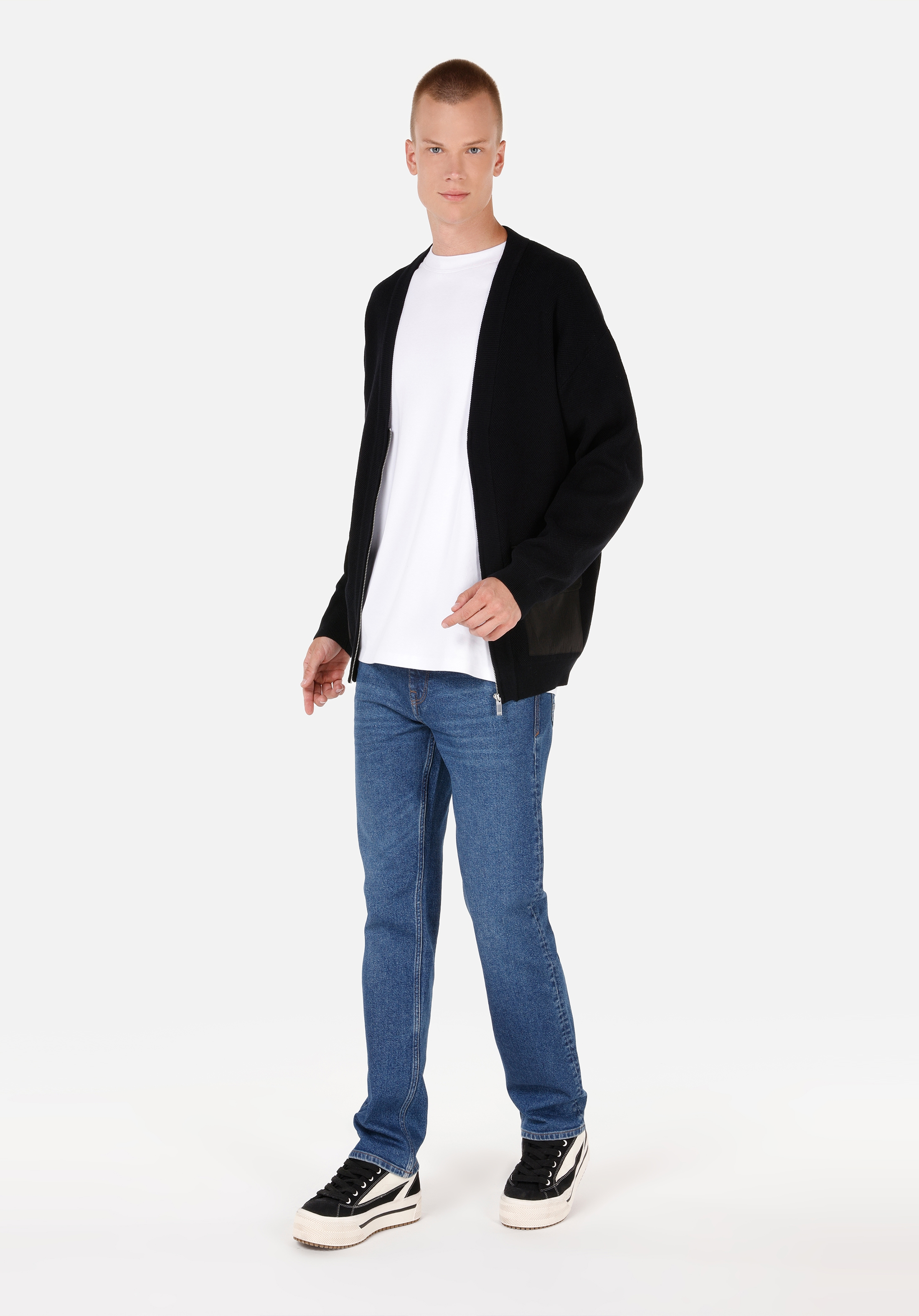 Afișați detalii pentru Cardigan De Barbati Negru Comfort Fit  CL1071261