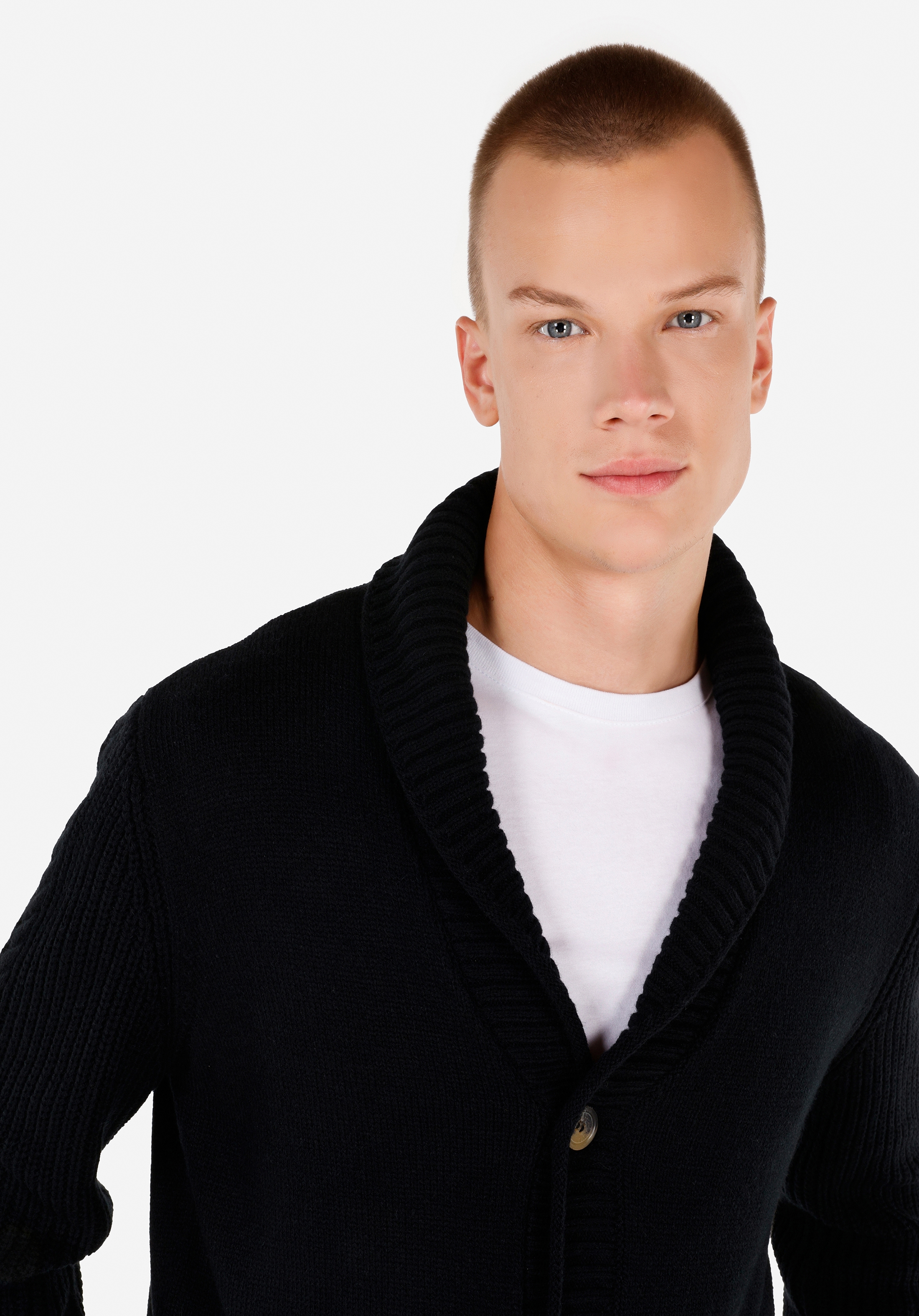 Afișați detalii pentru Cardigan De Barbati Negru Regular Fit  CL1070851