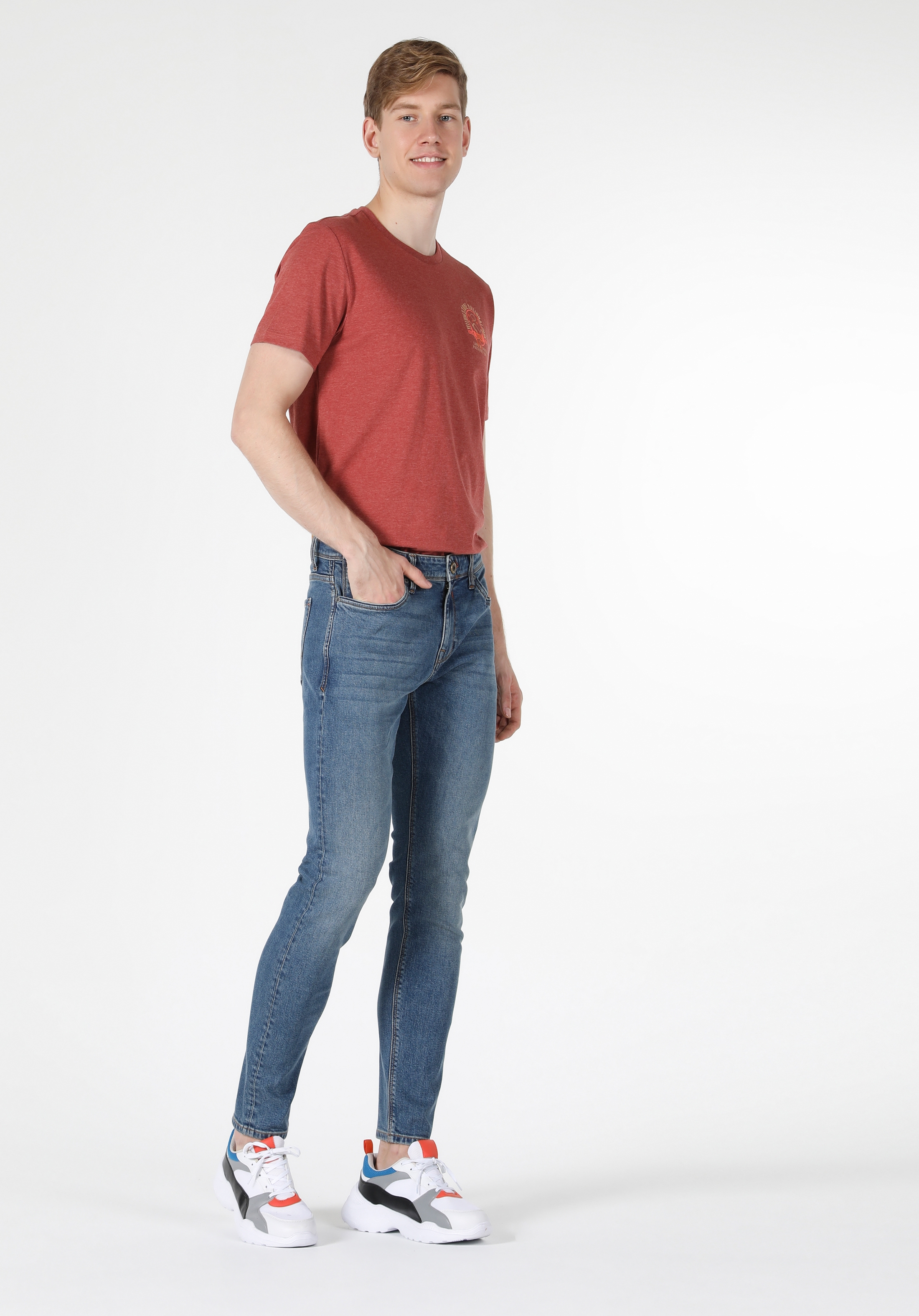 Afișați detalii pentru Pantaloni De Barbati Albastru Slim Fit 041 DANNY