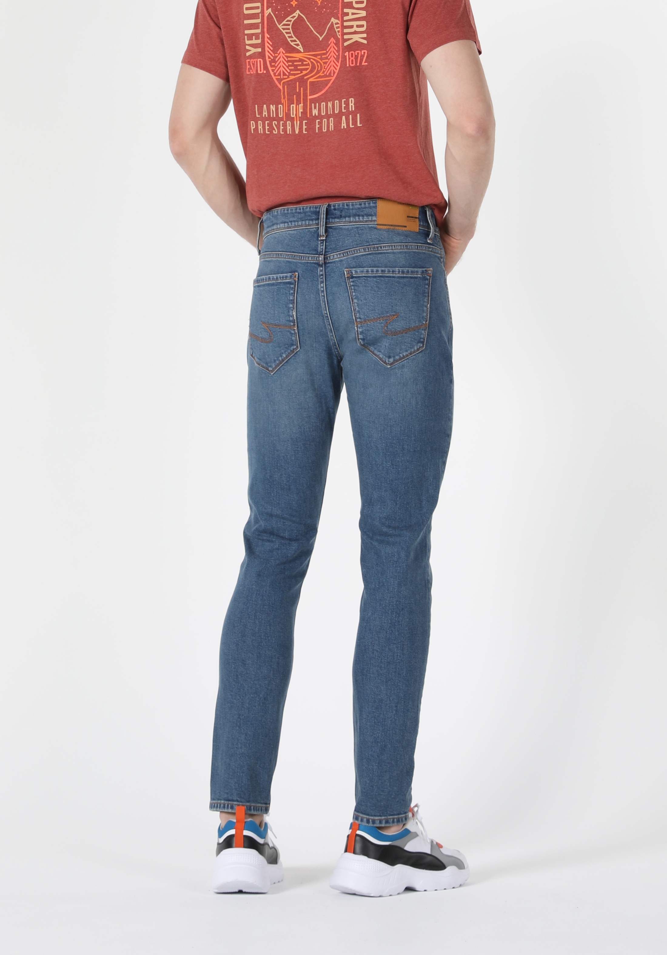 Afișați detalii pentru Pantaloni De Barbati Albastru Slim Fit 041 DANNY