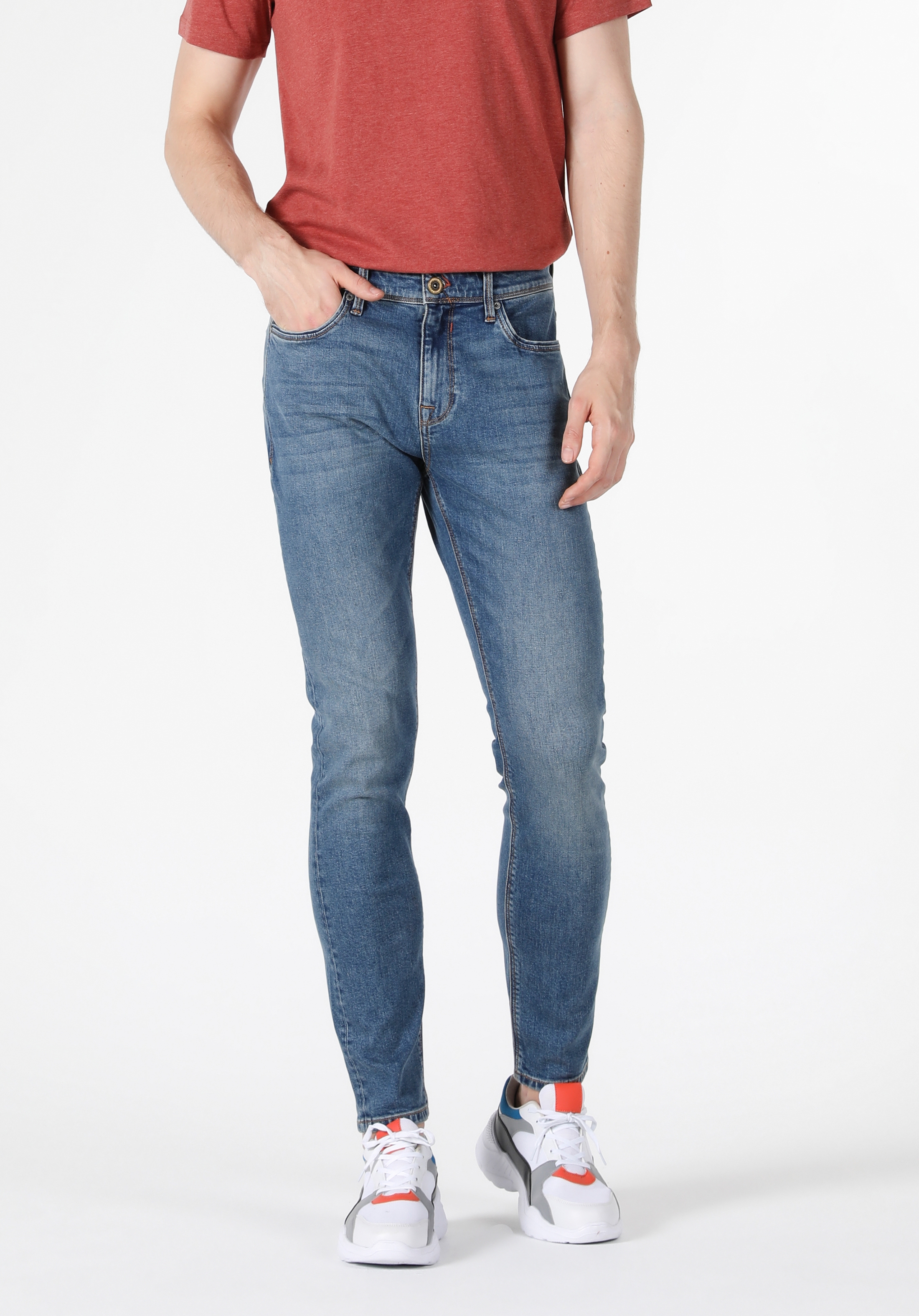 Afișați detalii pentru Pantaloni De Barbati Albastru Slim Fit 041 DANNY