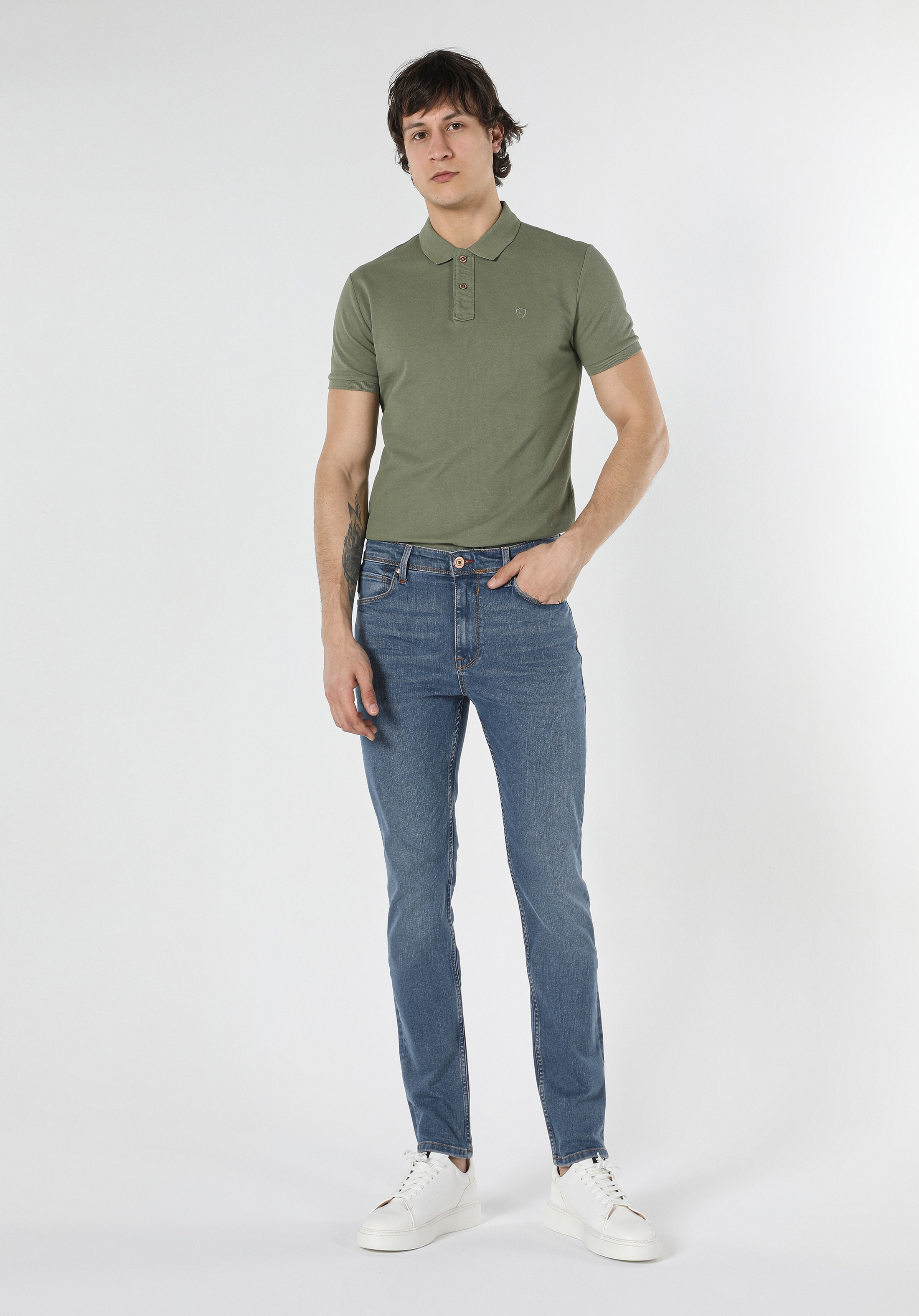 Afișați detalii pentru Pantaloni De Barbati Albastru Skinny Fit  CL1059439