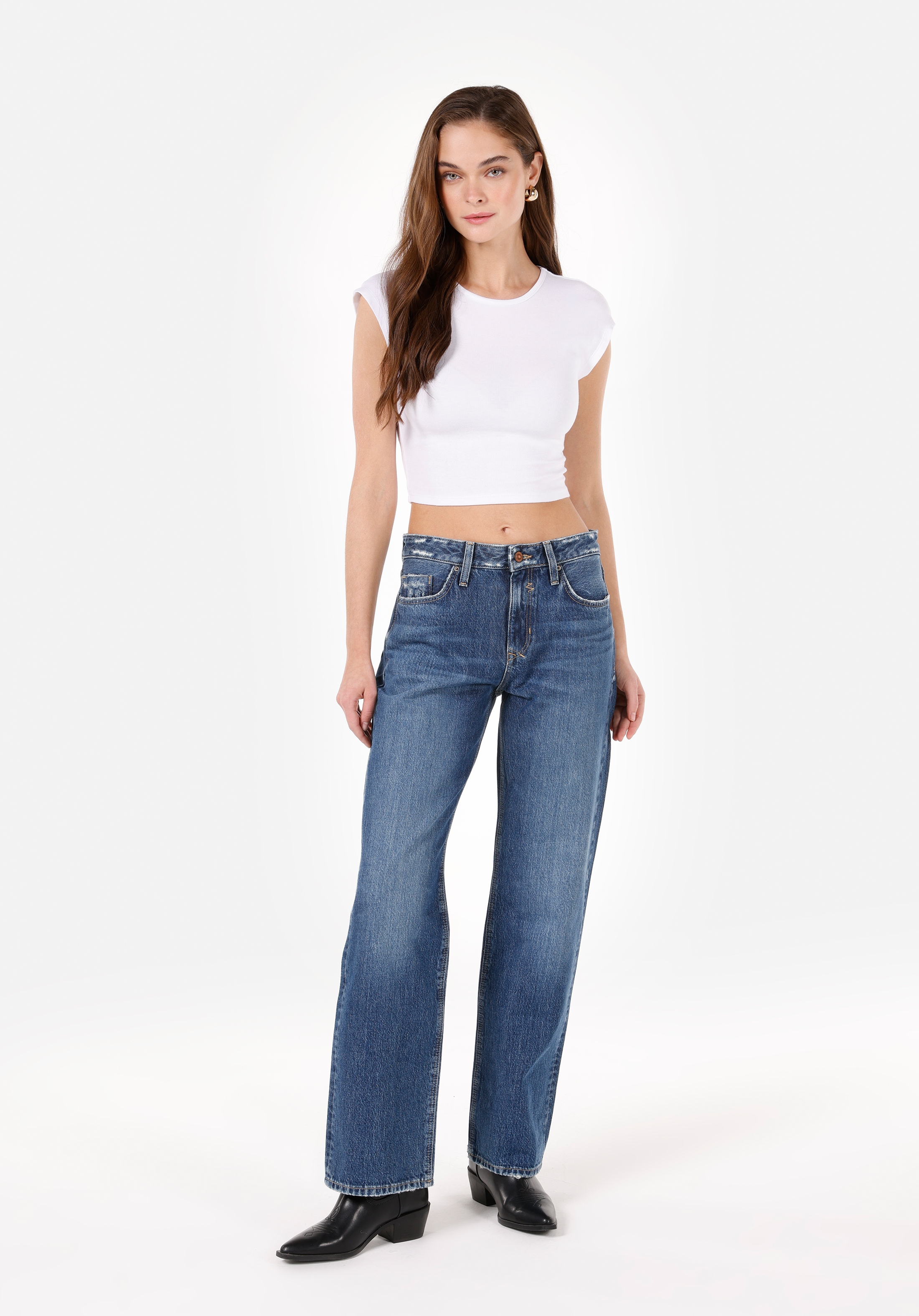 Afișați detalii pentru Pantaloni De Dama Denim Straight Fit  CL1071688