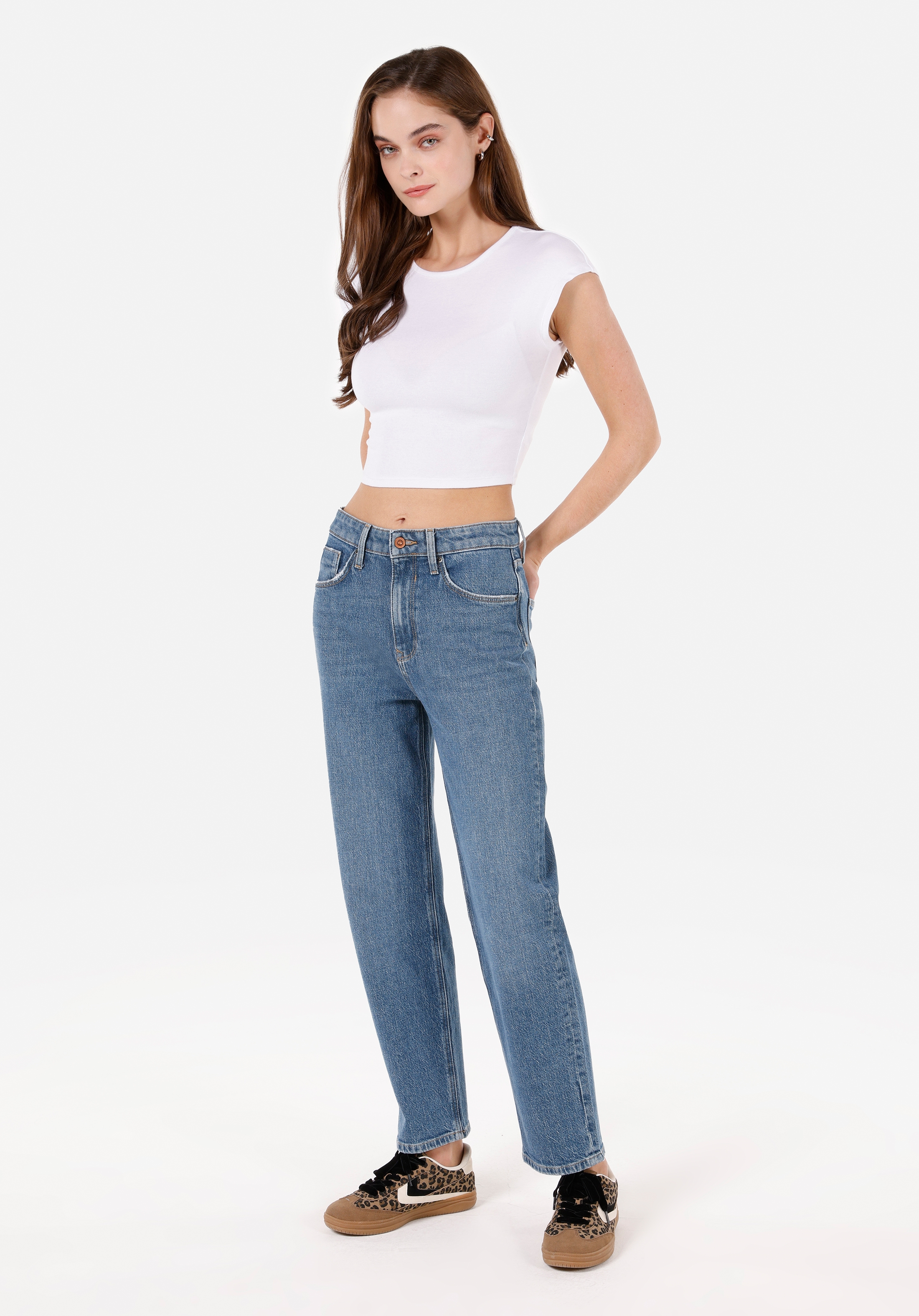 Afișați detalii pentru Pantaloni De Dama Albastru Straight Fit 884 LAUREN CL1071679