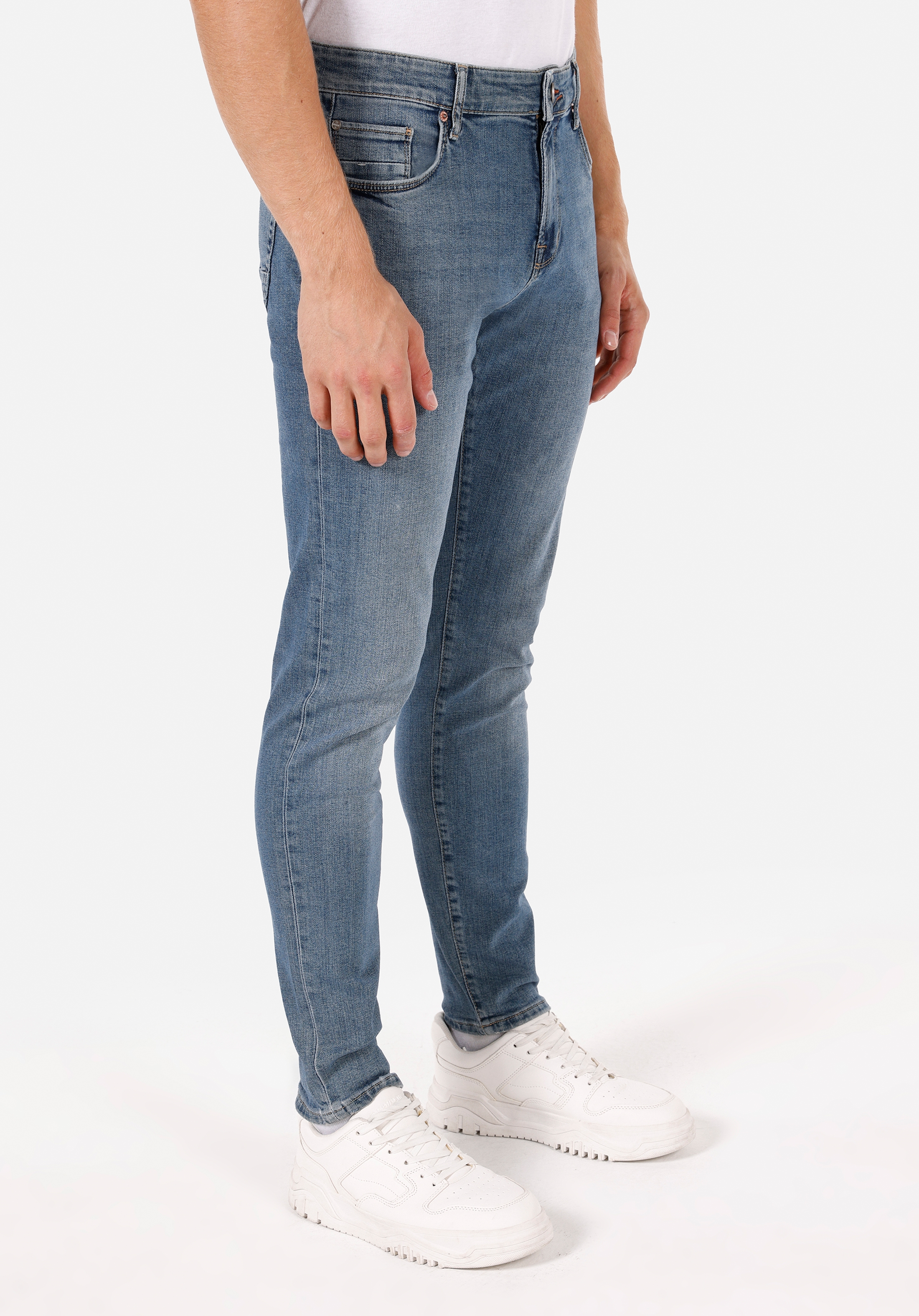 Afișați detalii pentru Pantaloni De Barbati Albastru inchis Slim Fit 041 DANNY CL1071245